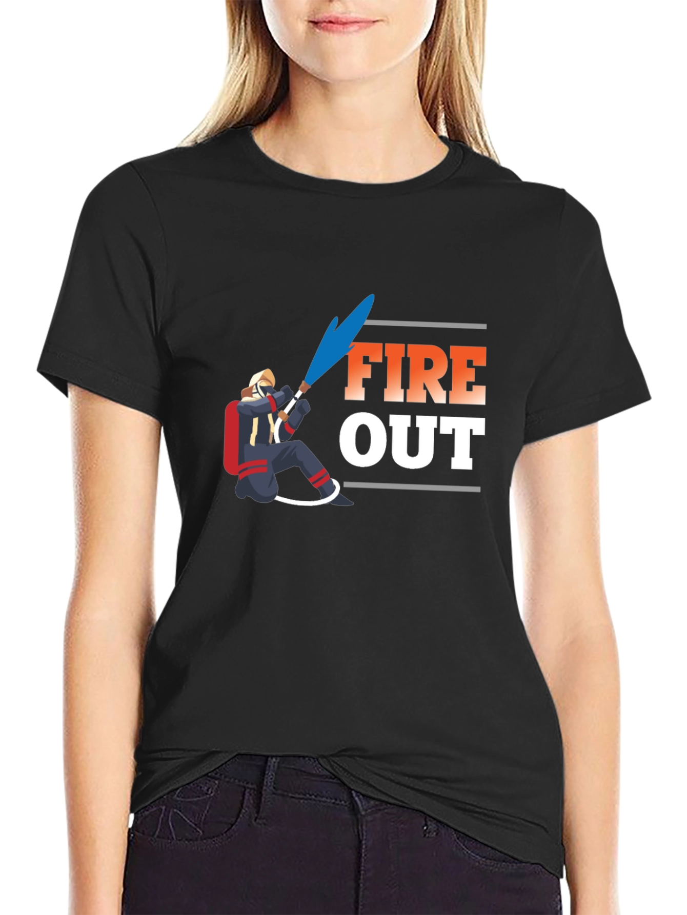 Fire Out Graphic T-Shirt - Black Cotton Tee