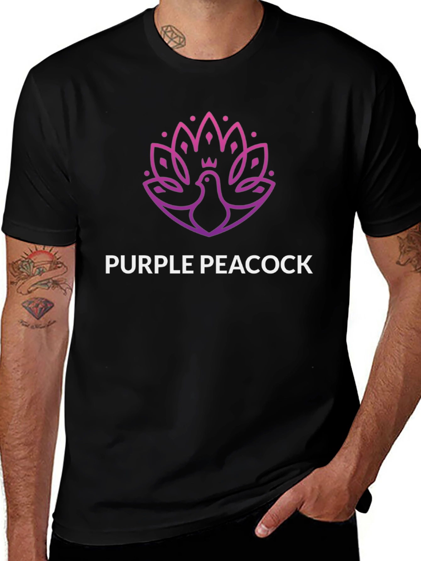 Purple Peacock Graphic Tee - Unique Design