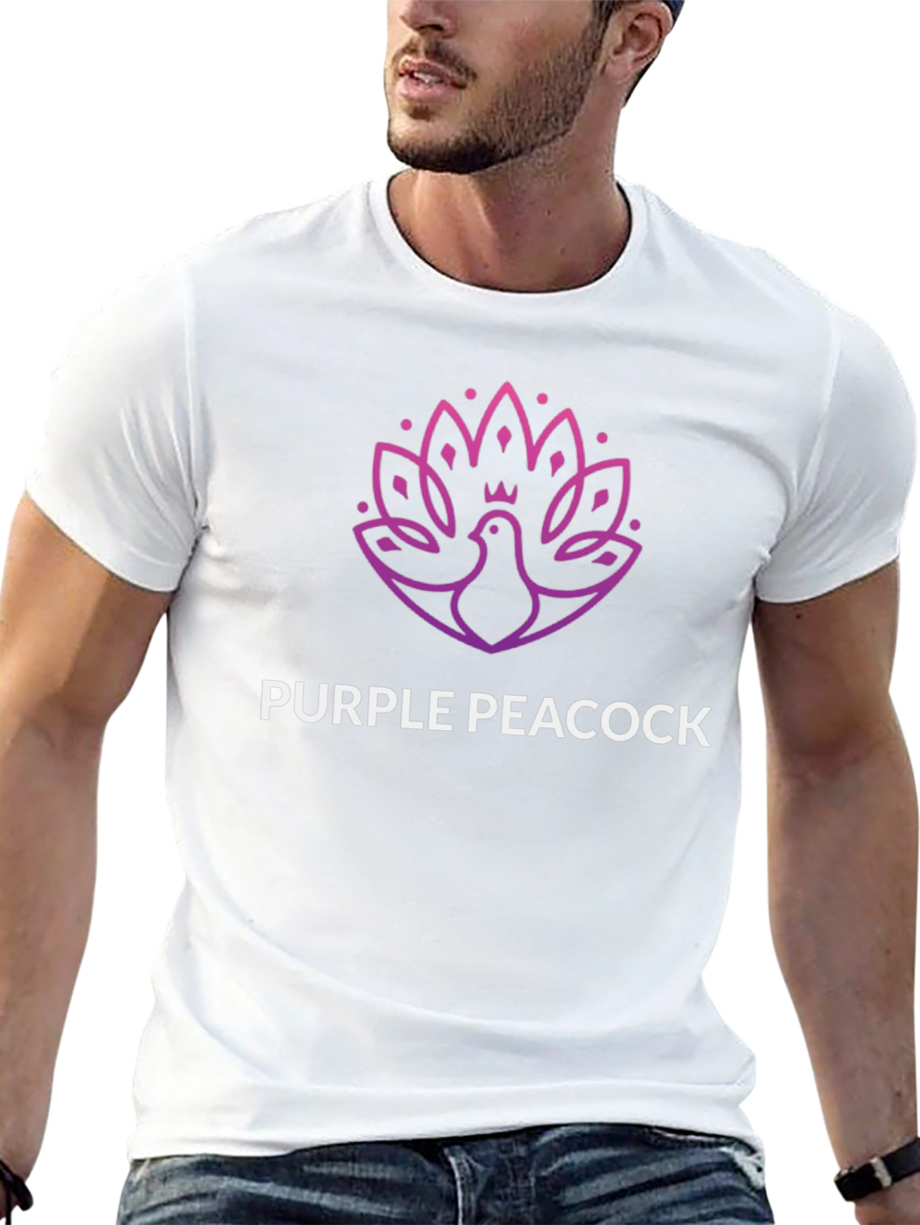 Purple Peacock Graphic Tee - Unique Design