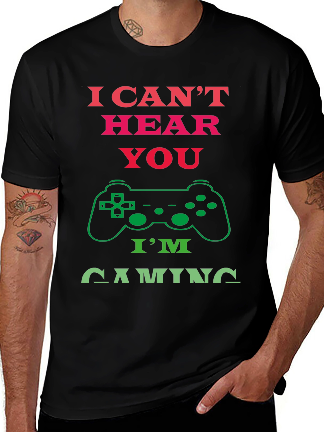 I Cant Hear You Im Gaming Black T-Shirt