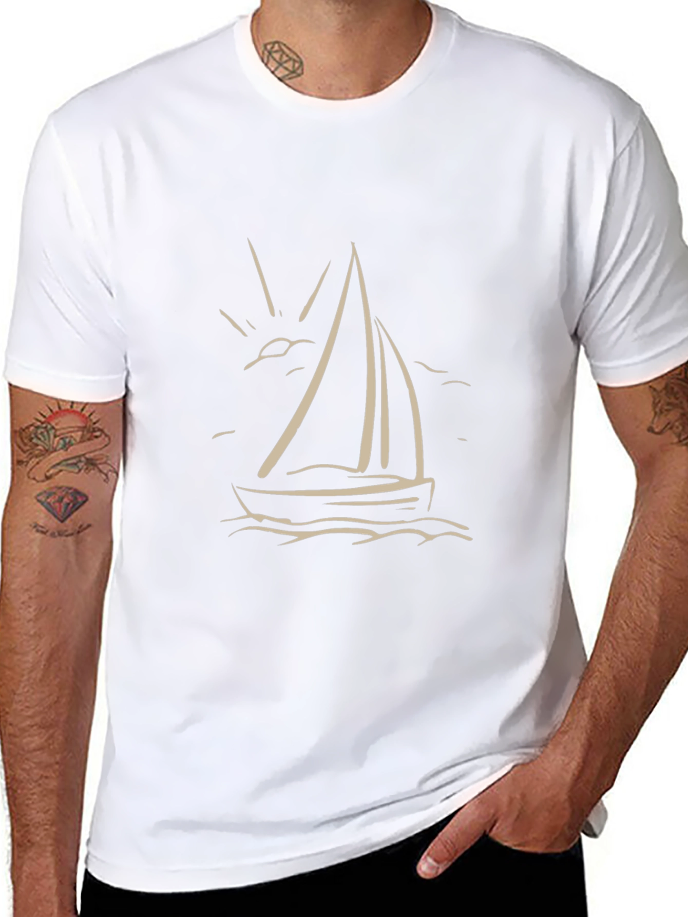 Mens Sailboat Graphic Tee - Black