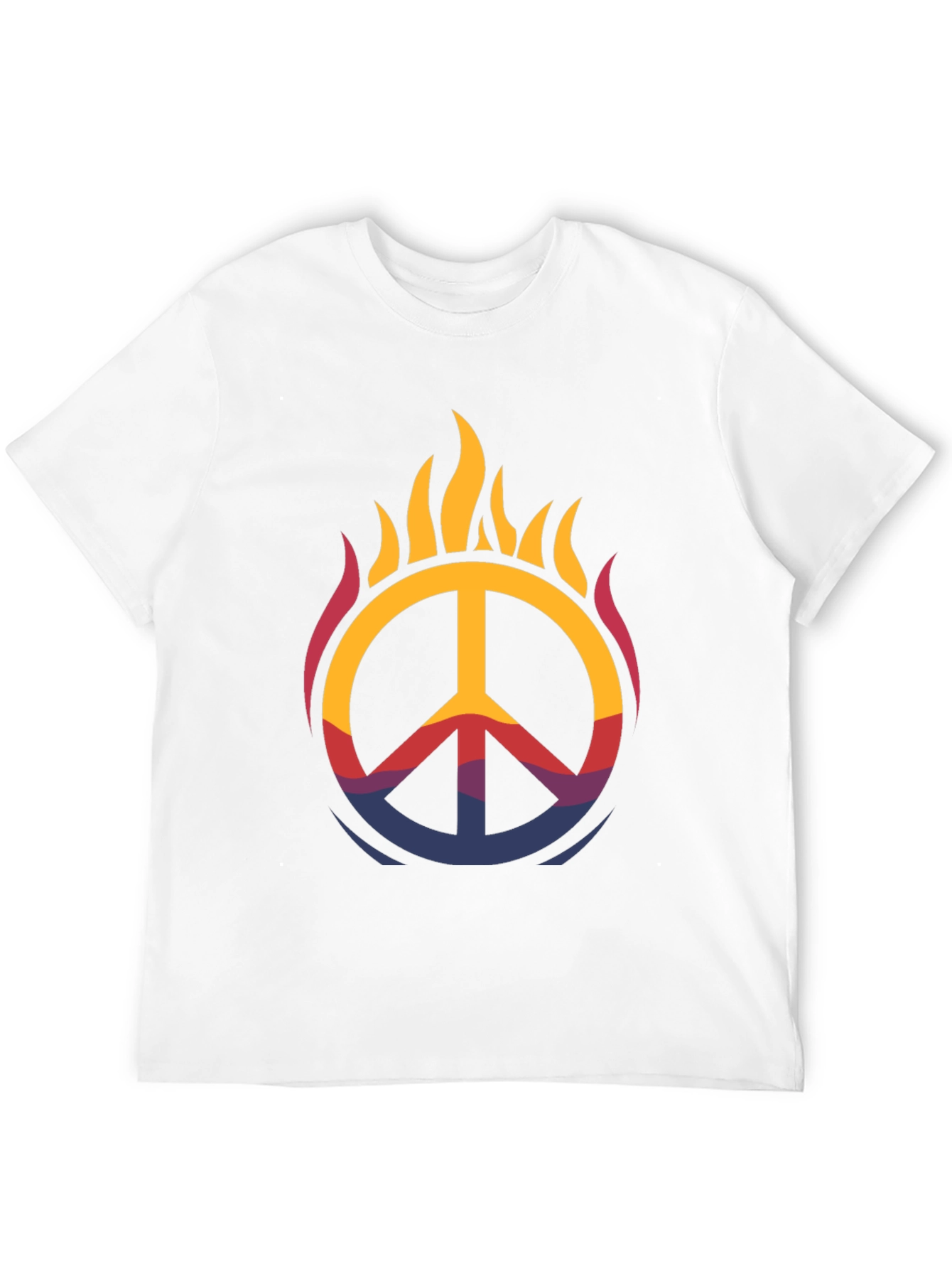 Flaming Peace Sign Graphic Tee - Black