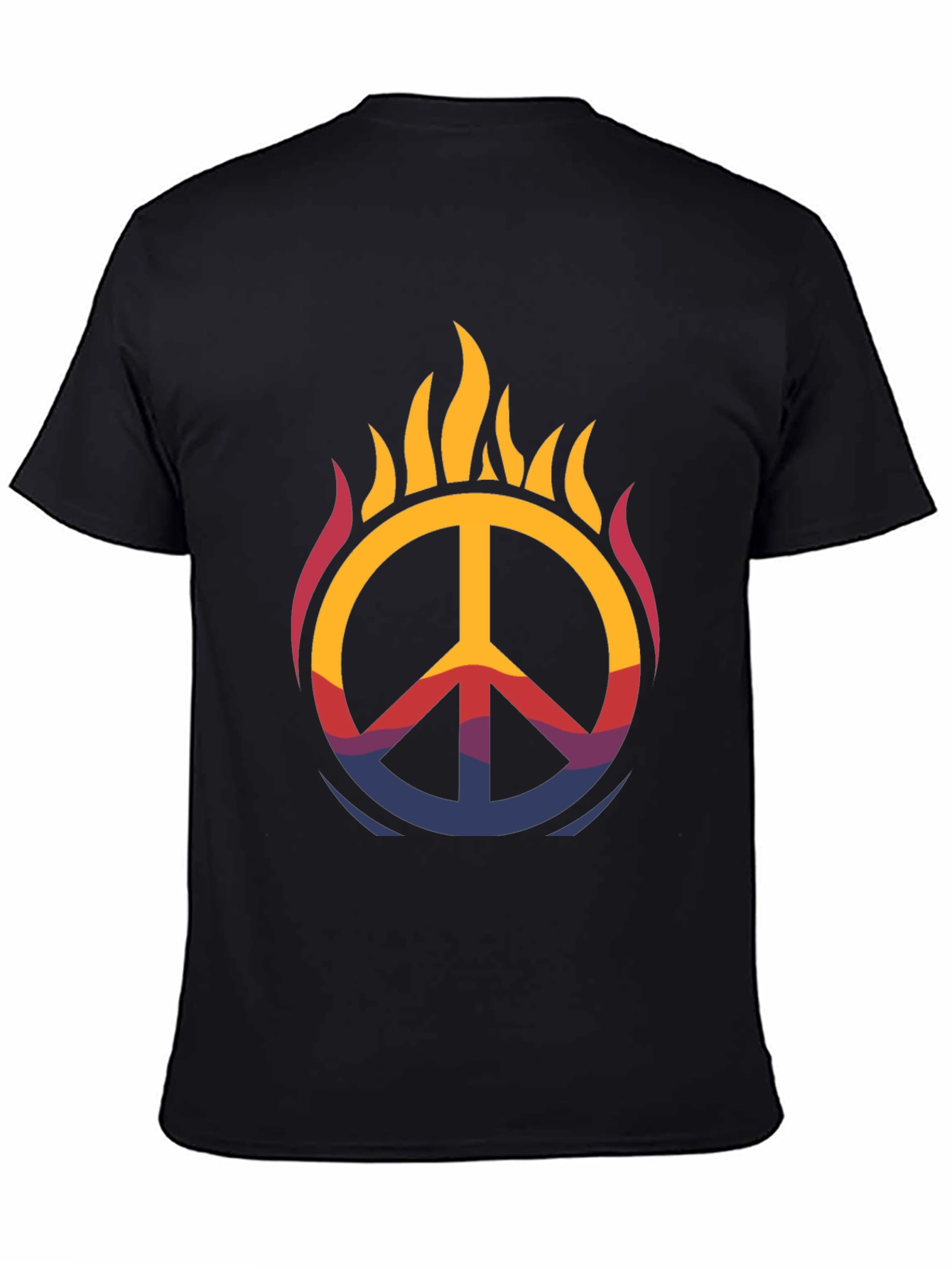 Flaming Peace Sign Graphic Tee - Black