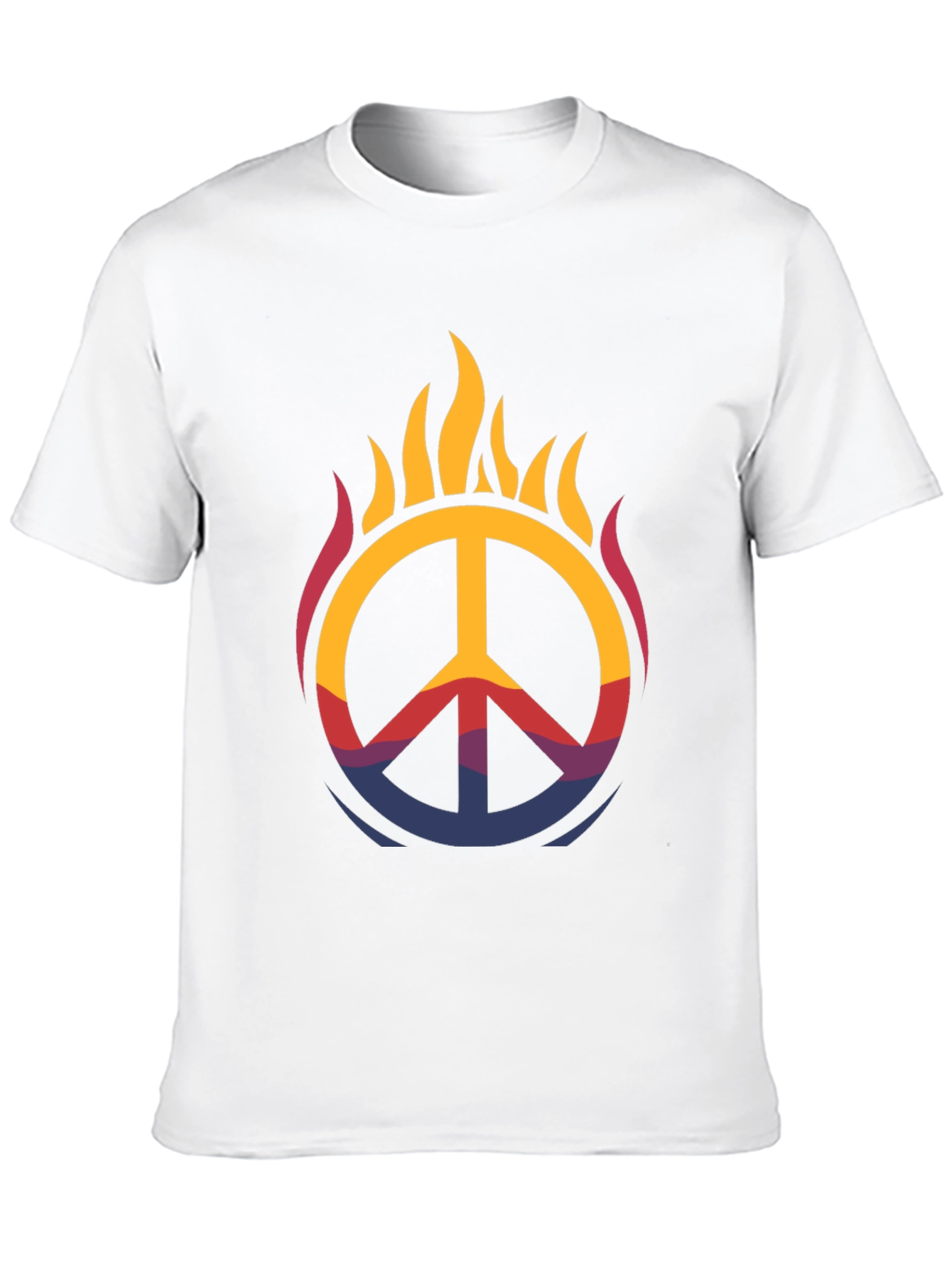 Flaming Peace Sign Graphic Tee - Black