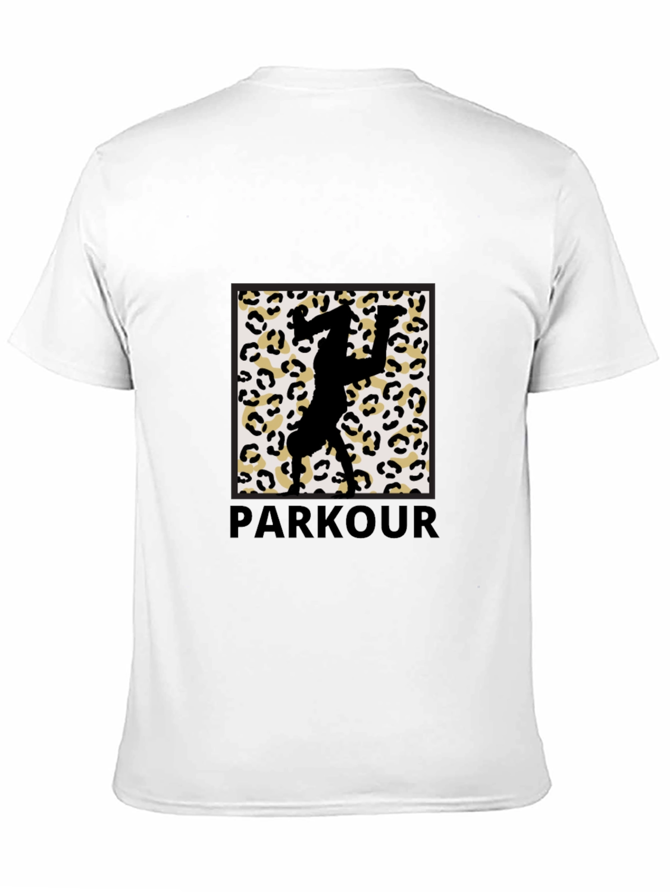 Parkour Leopard Print Graphic Tee - Black Cotton Blend