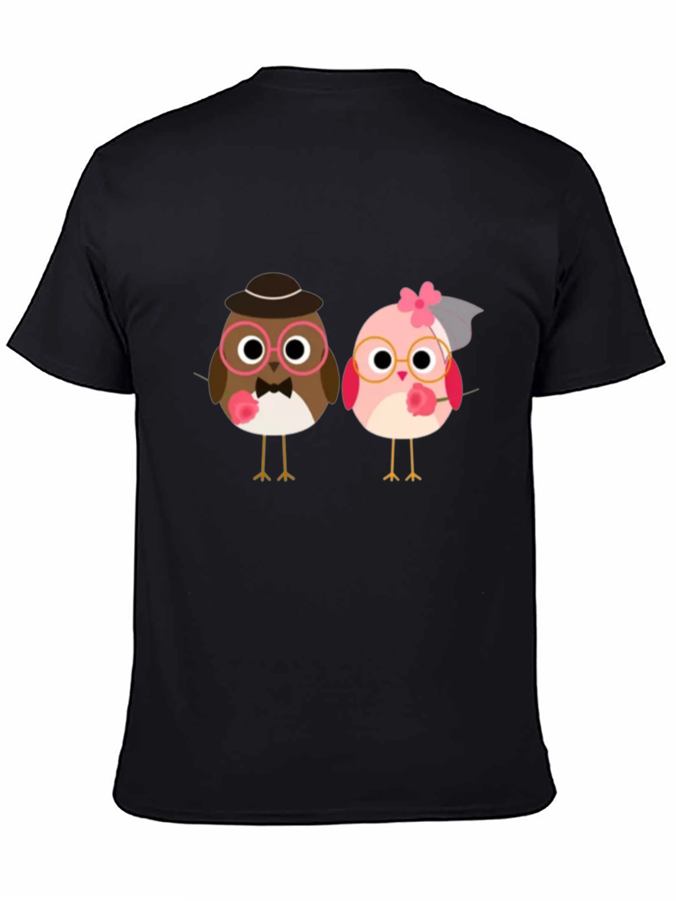 Love Birds Graphic Tee - Black Cotton T-Shirt