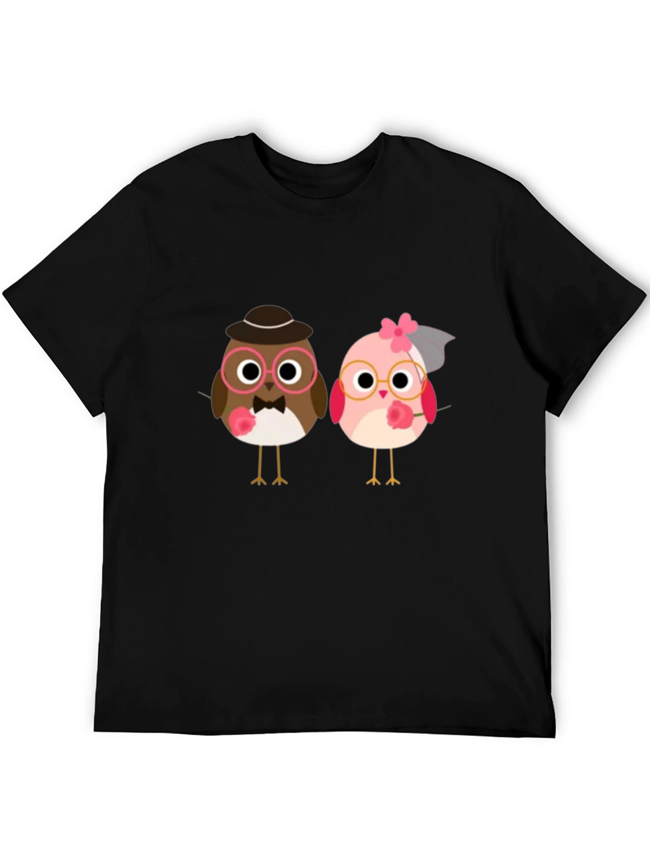 Love Birds Graphic Tee - Black Cotton T-Shirt