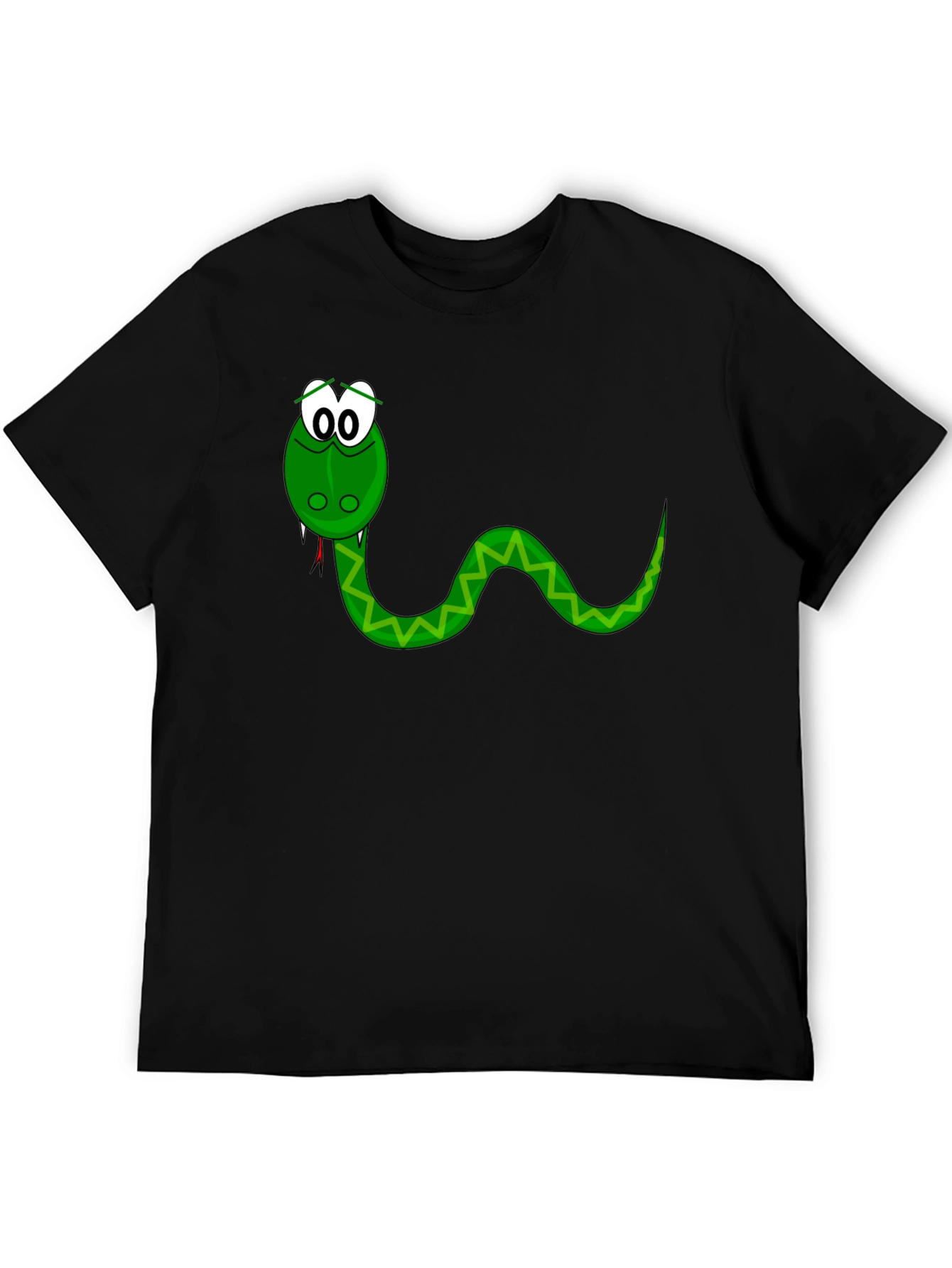 Cartoon Snake Graphic Tee - Mens Black T-Shirt