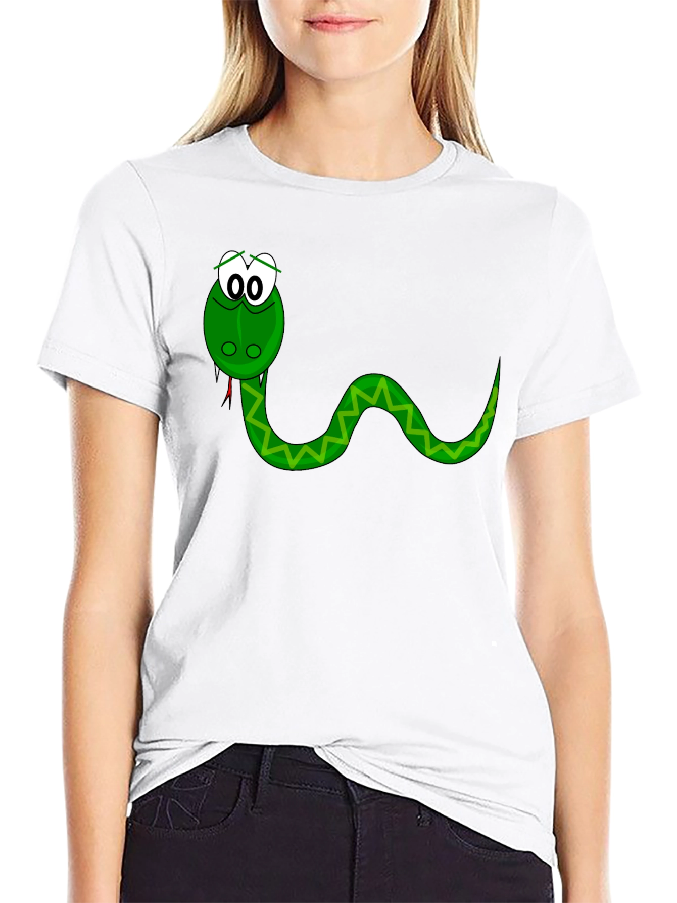 Cartoon Snake Graphic Tee - Mens Black T-Shirt
