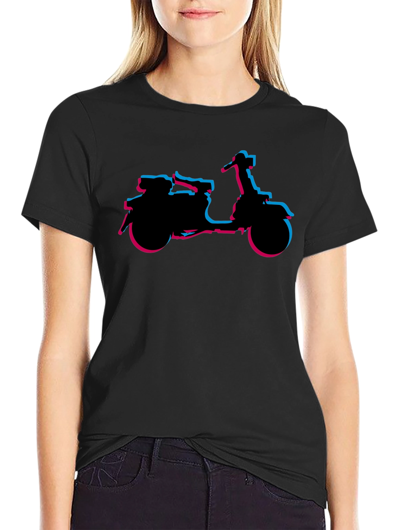 Retro Scooter Graphic Tee - Black