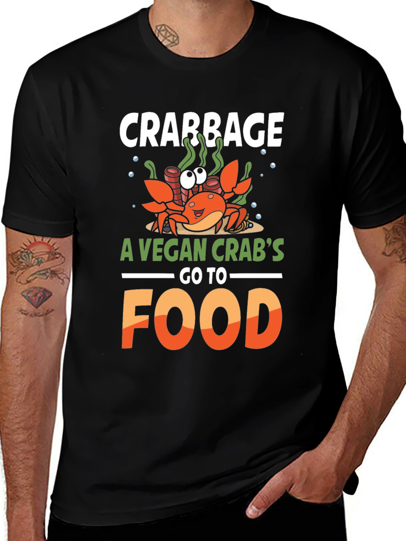 Crabbage Vegan Crabs Go-To Food Graphic T-Shirt