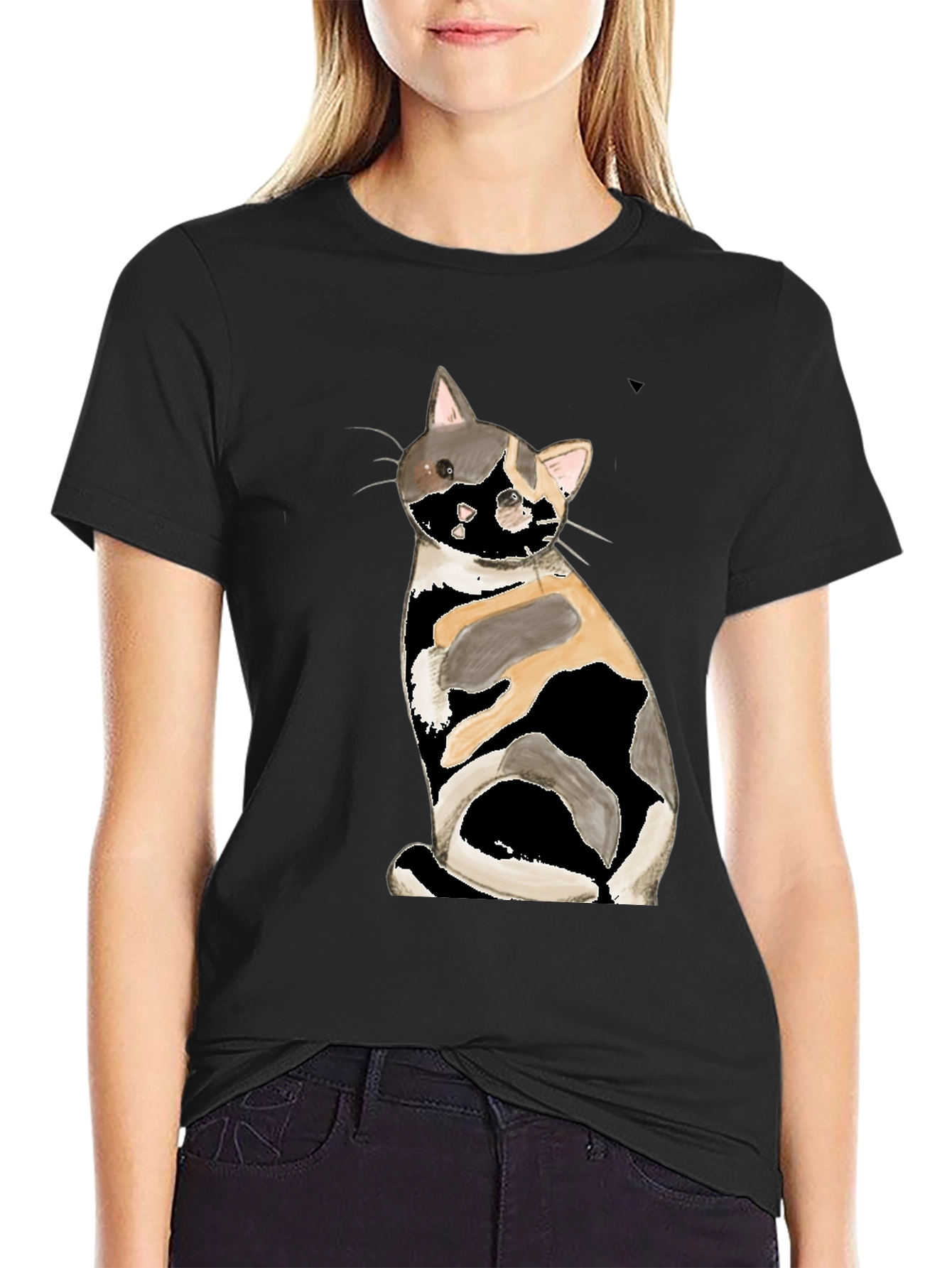Calico Cat Graphic Tee - Black T-Shirt
