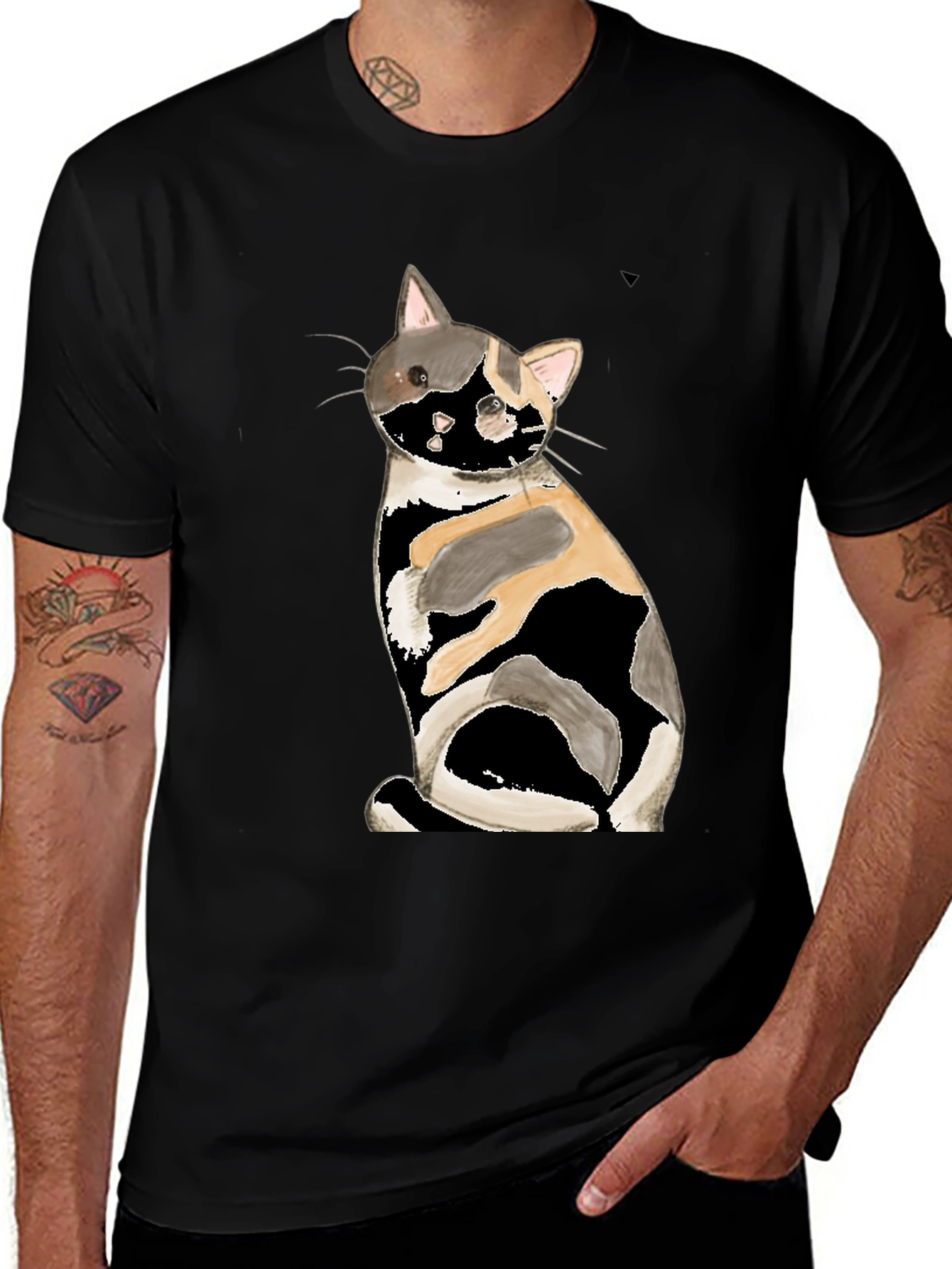 Calico Cat Graphic Tee - Black T-Shirt