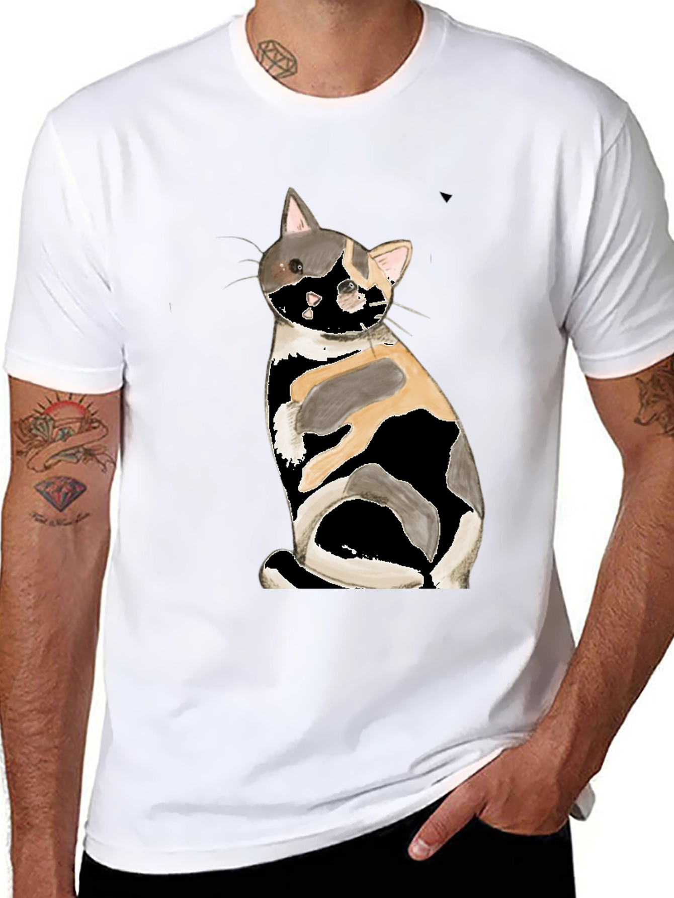 Calico Cat Graphic Tee - Black T-Shirt