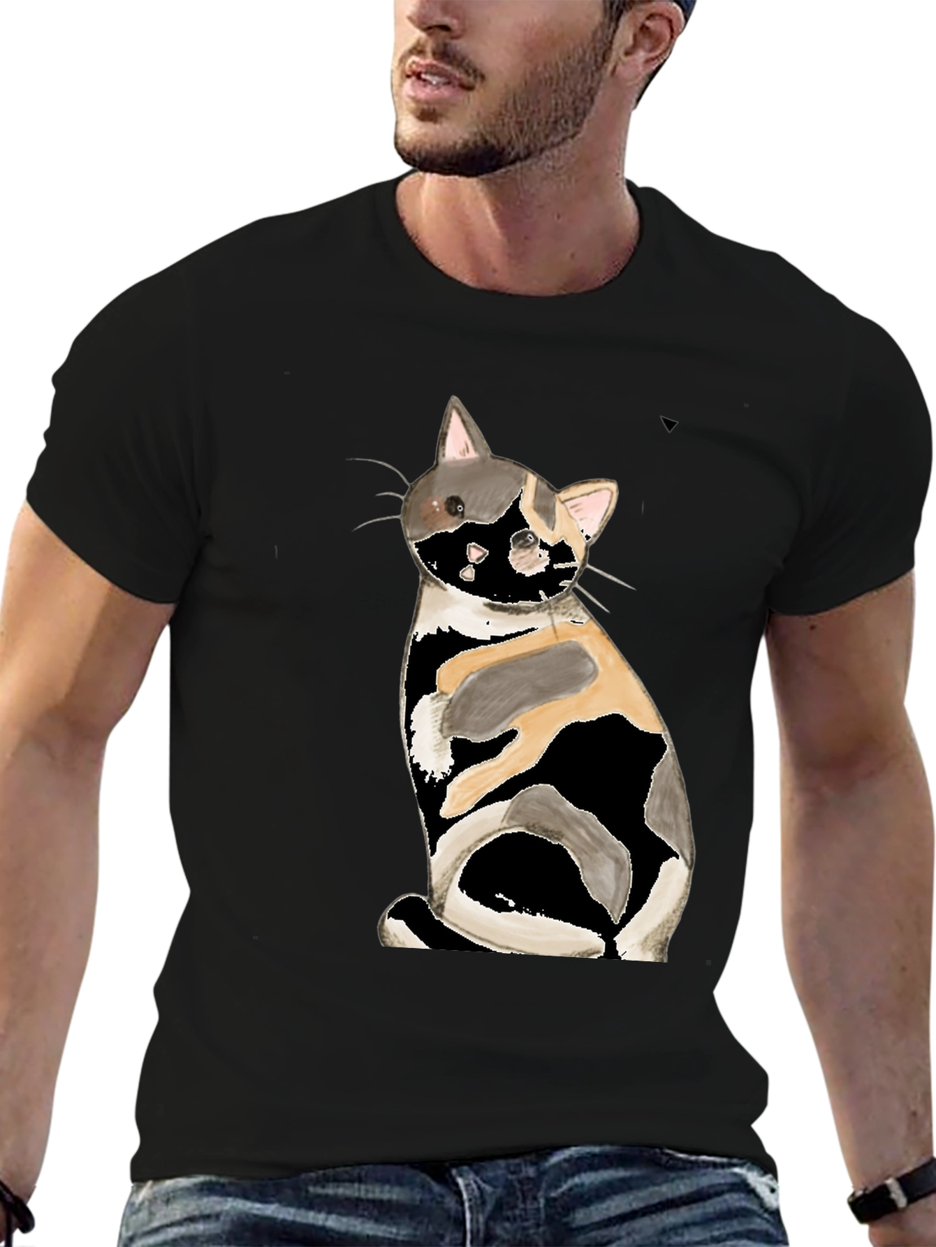 Calico Cat Graphic Tee - Black T-Shirt
