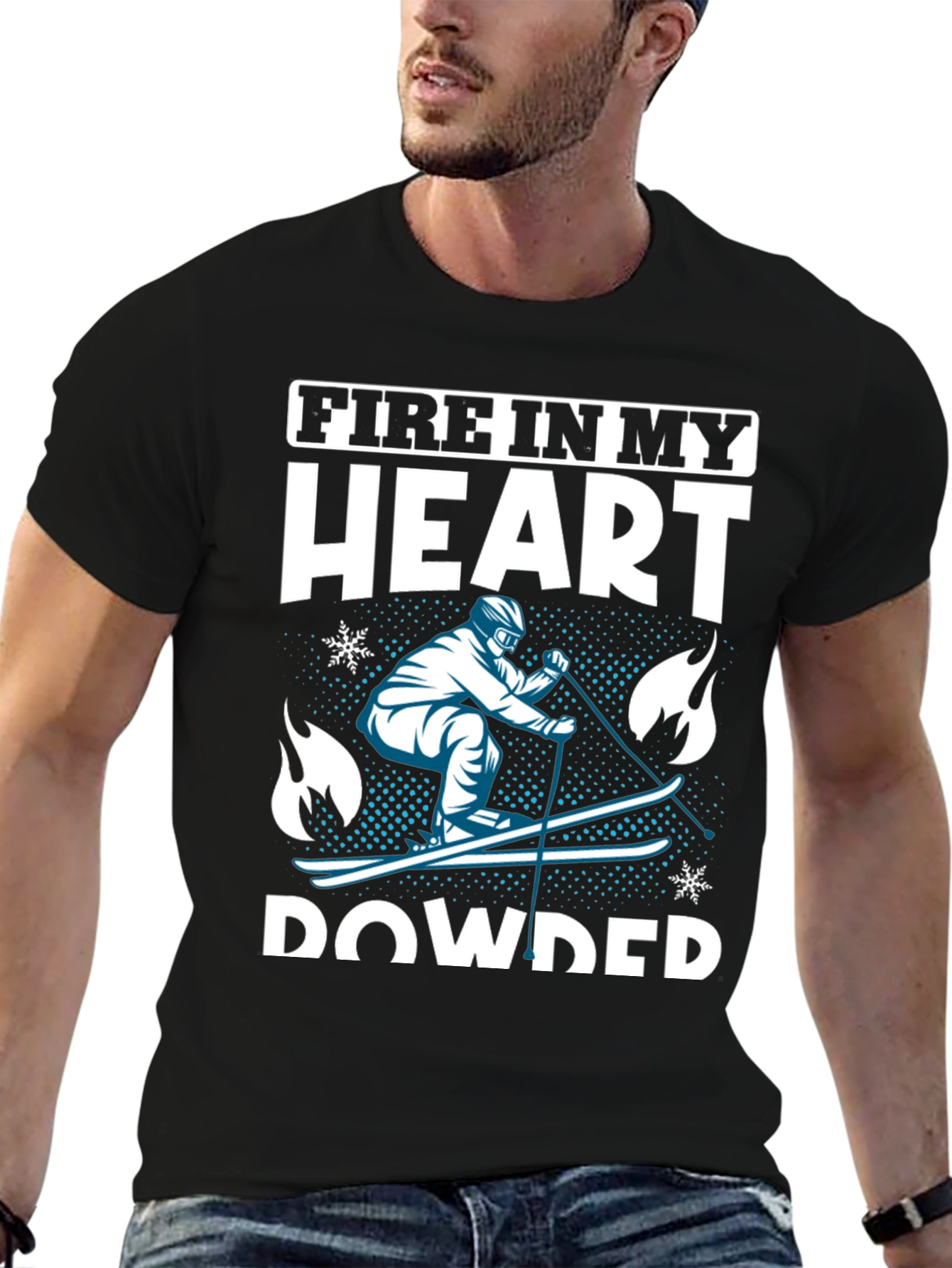 Fire In My Heart Powder Skiing T-Shirt