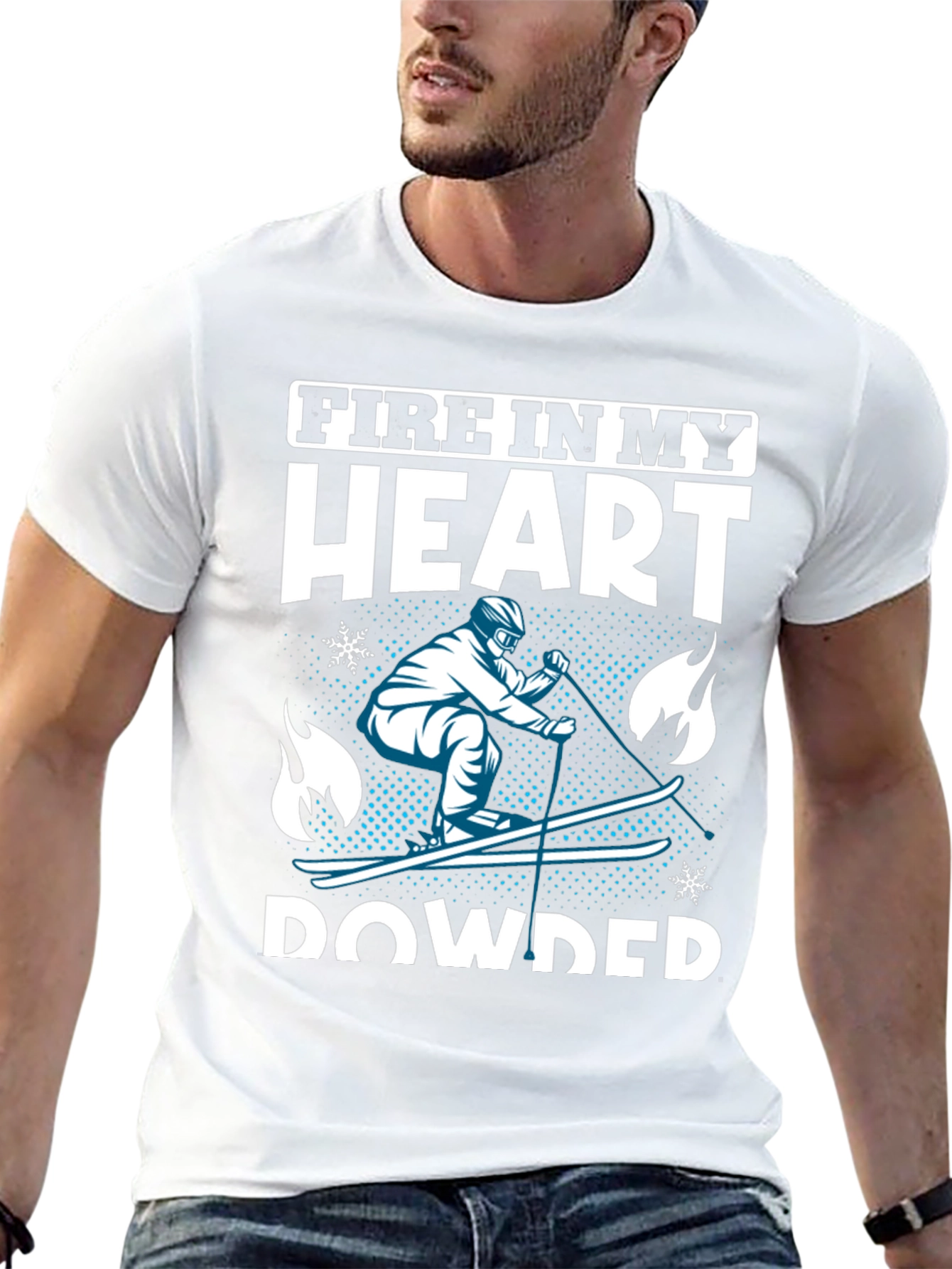 Fire In My Heart Powder Skiing T-Shirt