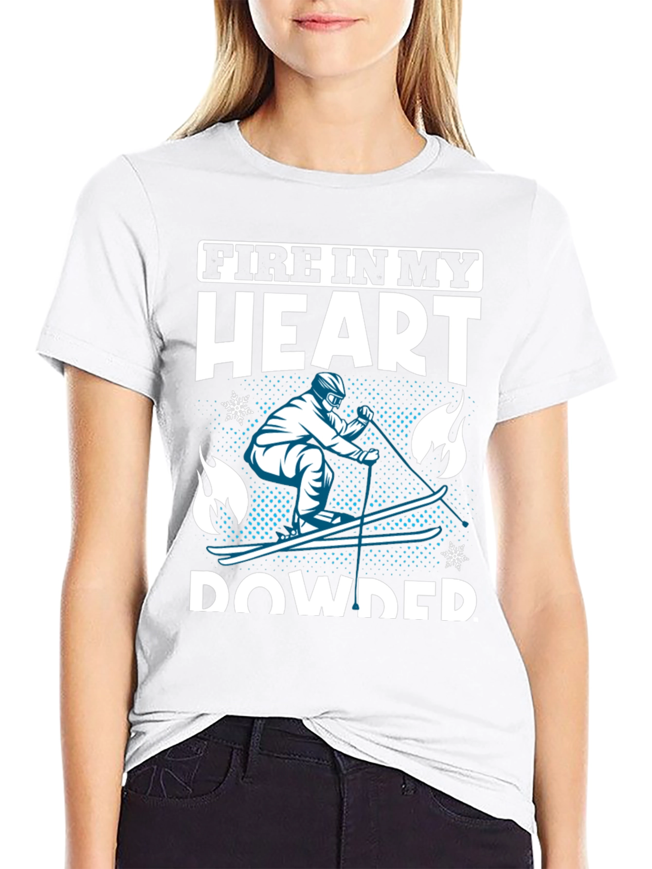 Fire In My Heart Powder Skiing T-Shirt