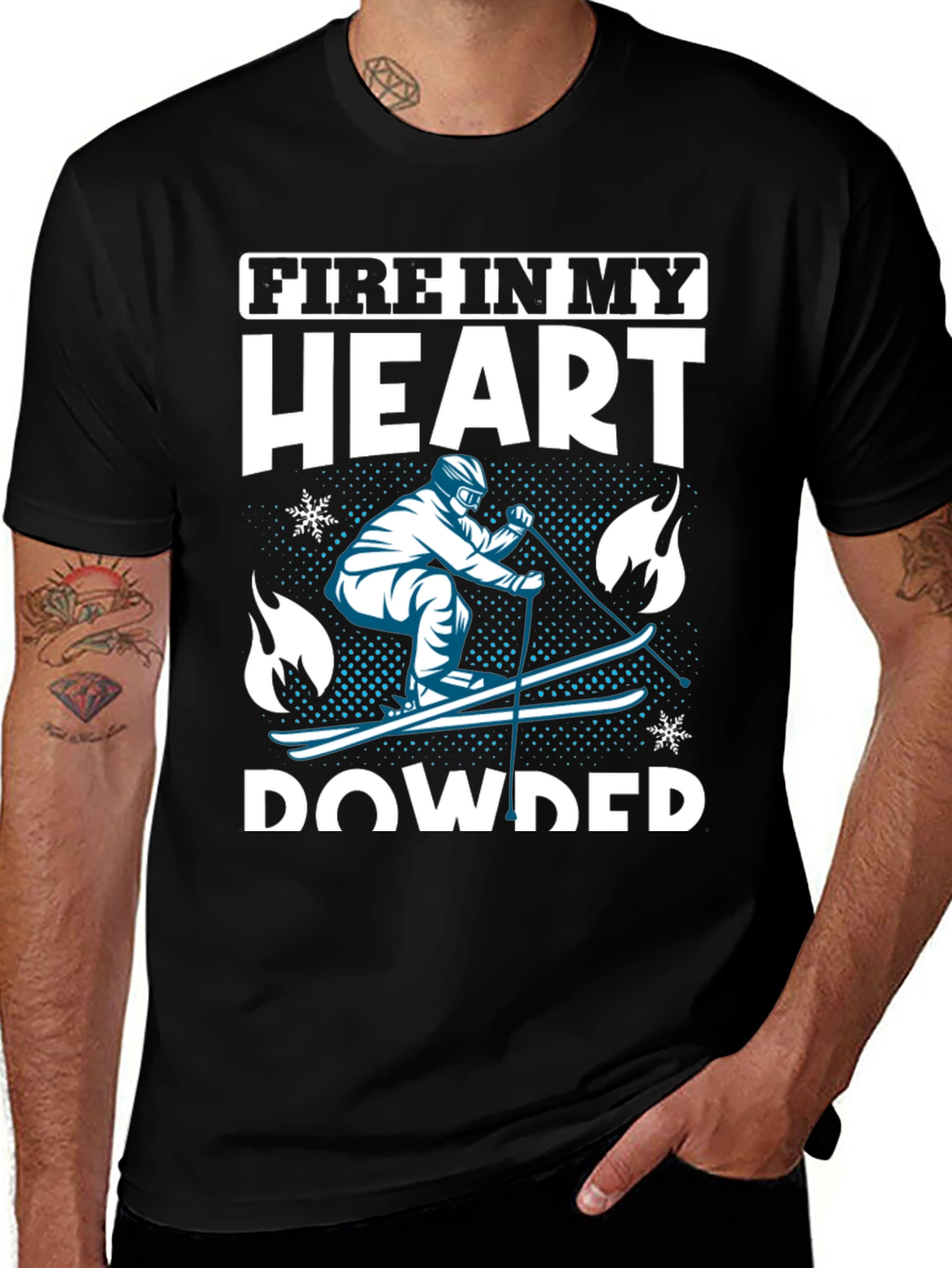 Fire In My Heart Powder Skiing T-Shirt