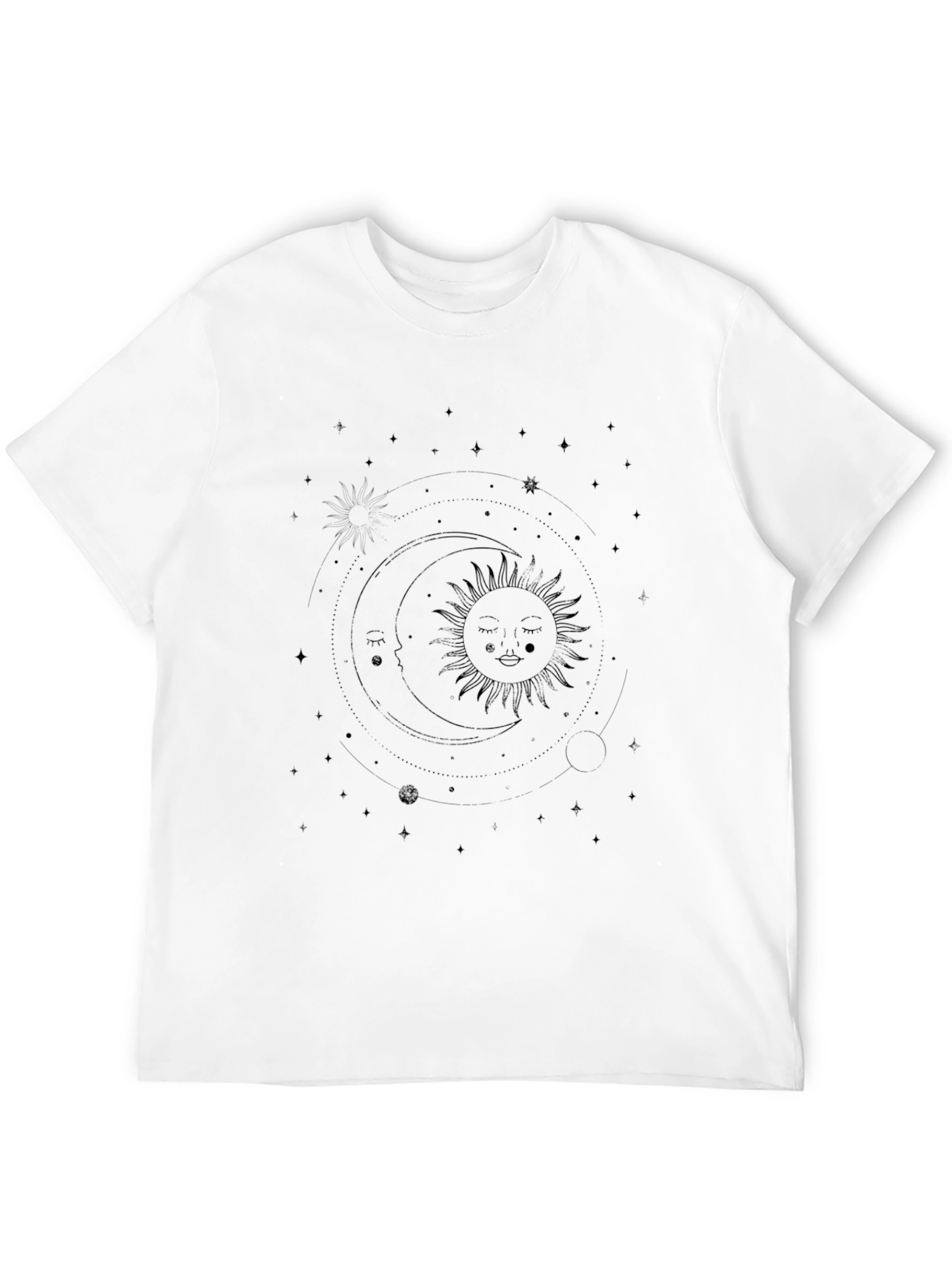 Celestial Sun & Moon Graphic Tee - Black
