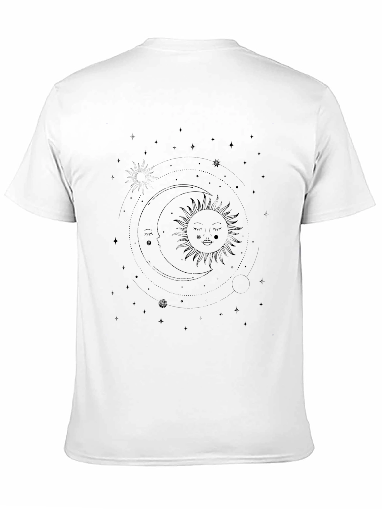 Celestial Sun & Moon Graphic Tee - Black