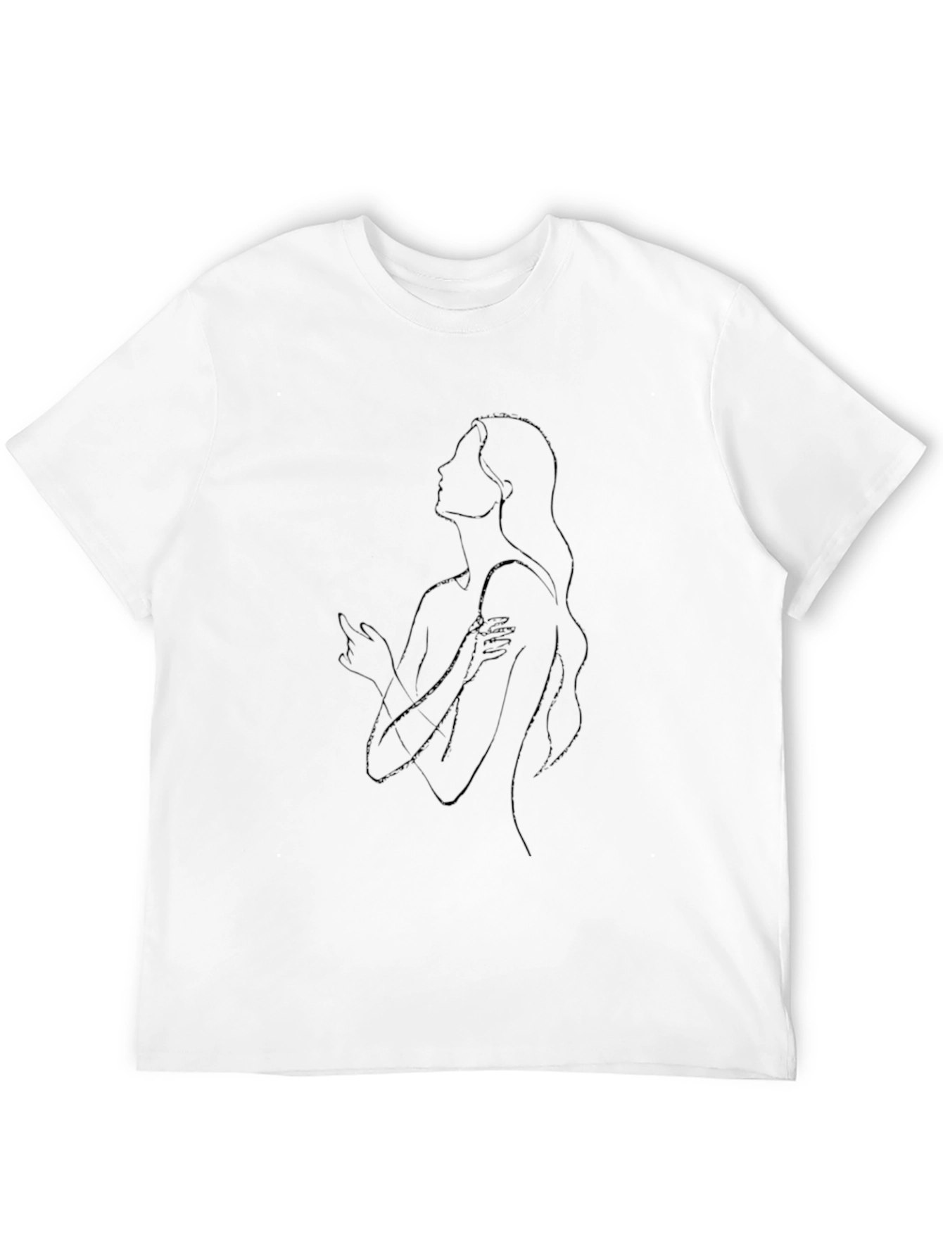 Minimalist Woman Line Art Black T-Shirt