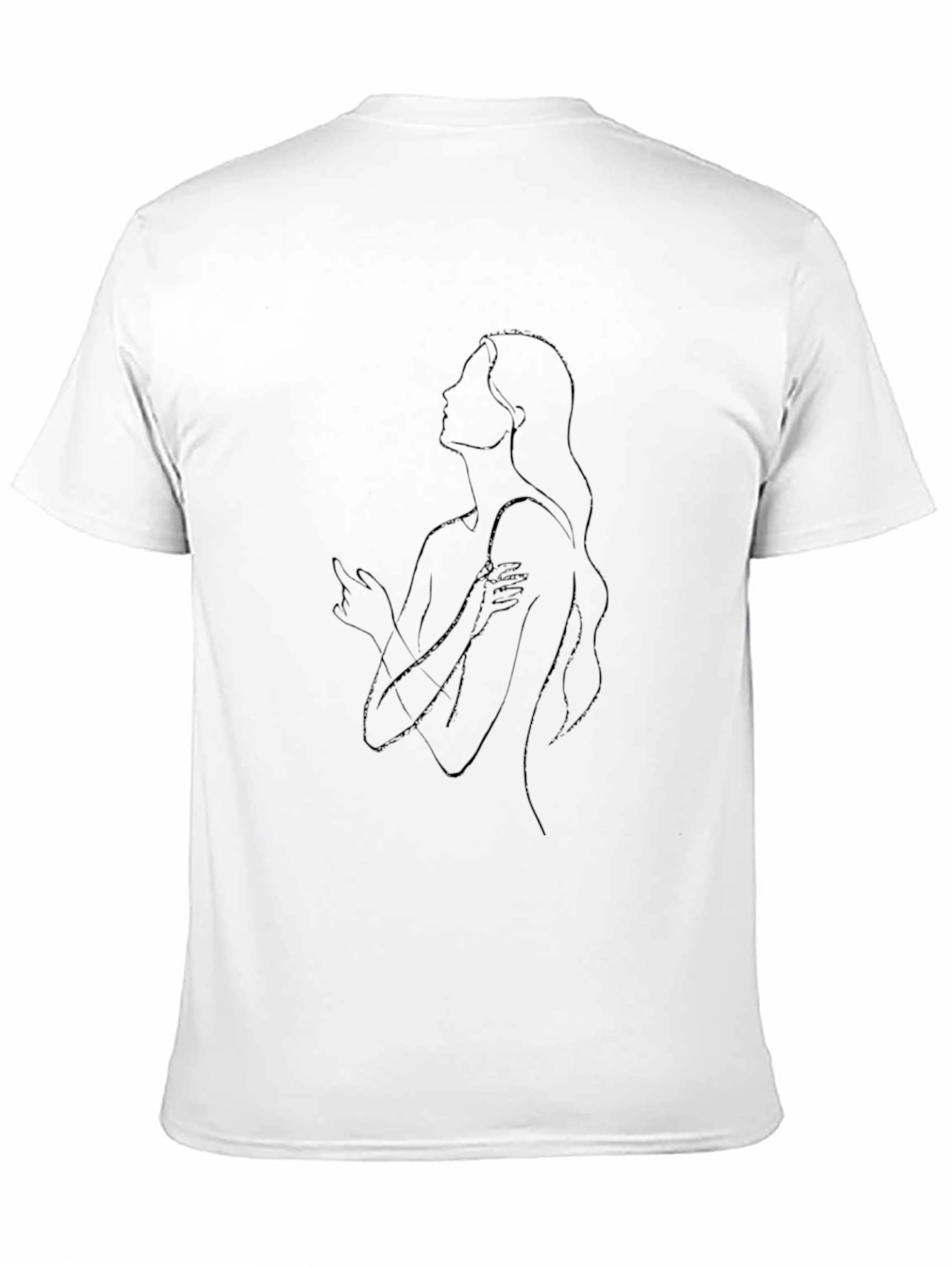 Minimalist Woman Line Art Black T-Shirt