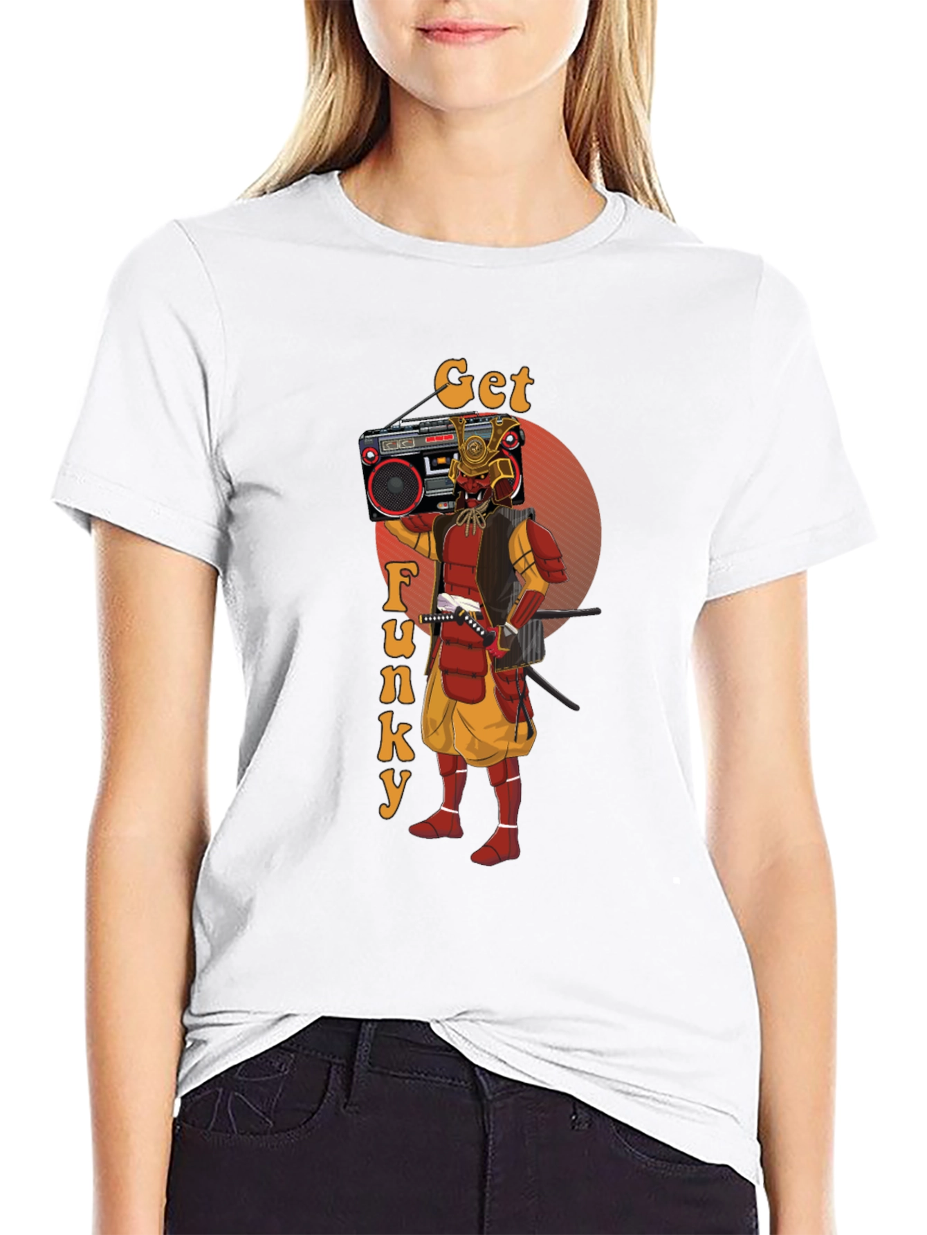 Get Funky Samurai T-Shirt - Retro Boombox Graphic Tee