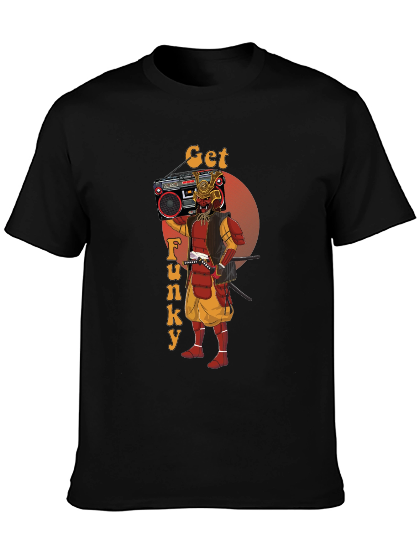 Get Funky Samurai T-Shirt - Retro Boombox Graphic Tee