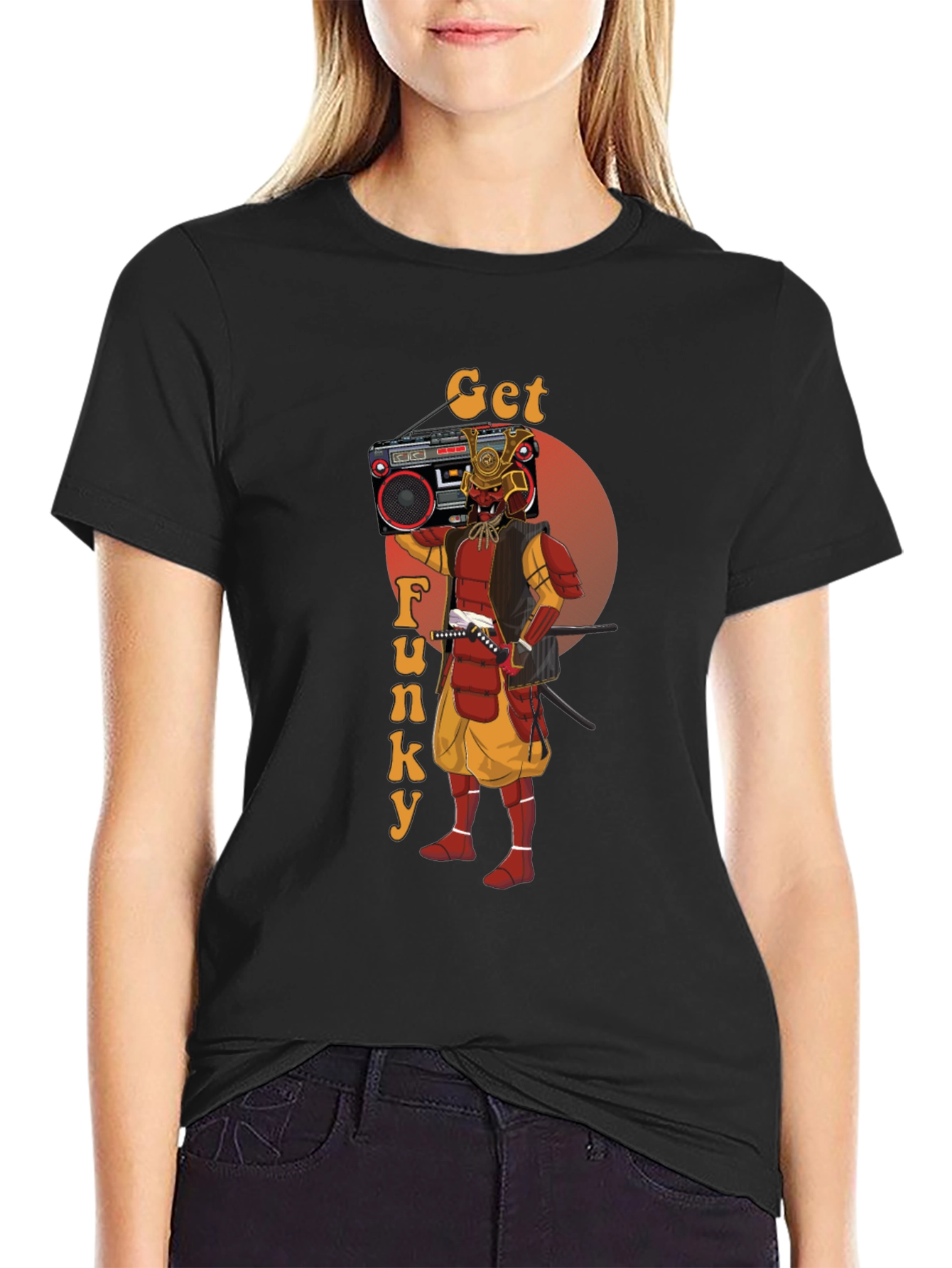 Get Funky Samurai T-Shirt - Retro Boombox Graphic Tee