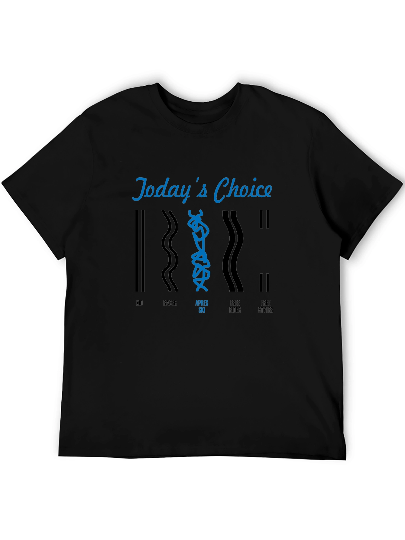 Todays Choice Ski T-Shirt - Black Cotton Graphic Tee