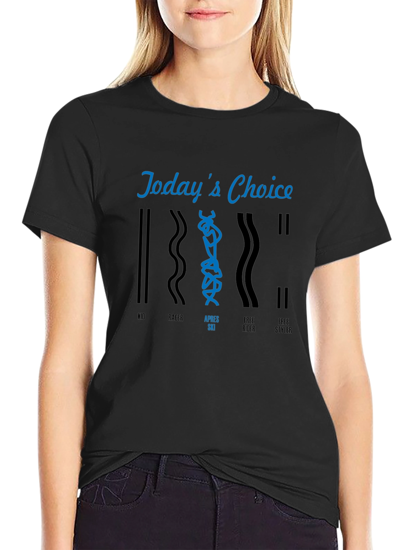 Todays Choice Ski T-Shirt - Black Cotton Graphic Tee
