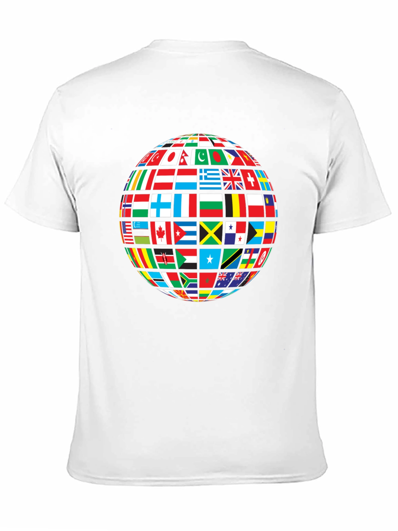 Global Flags Graphic Tee - Black Crew Neck Shirt