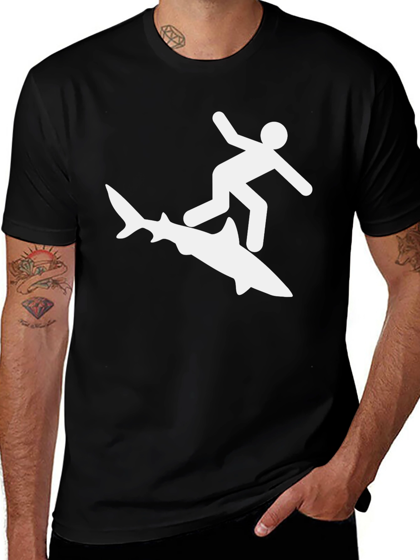 Shark Rider Tee - Black Graphic T-Shirt
