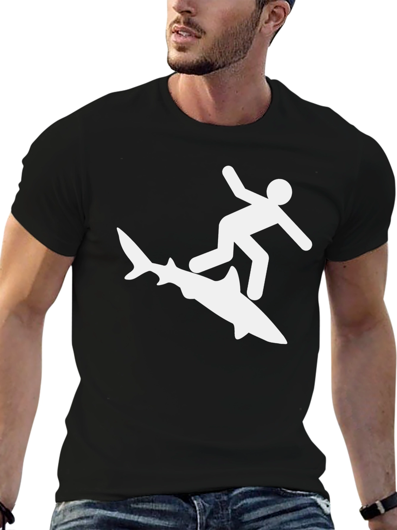 Shark Rider Tee - Black Graphic T-Shirt