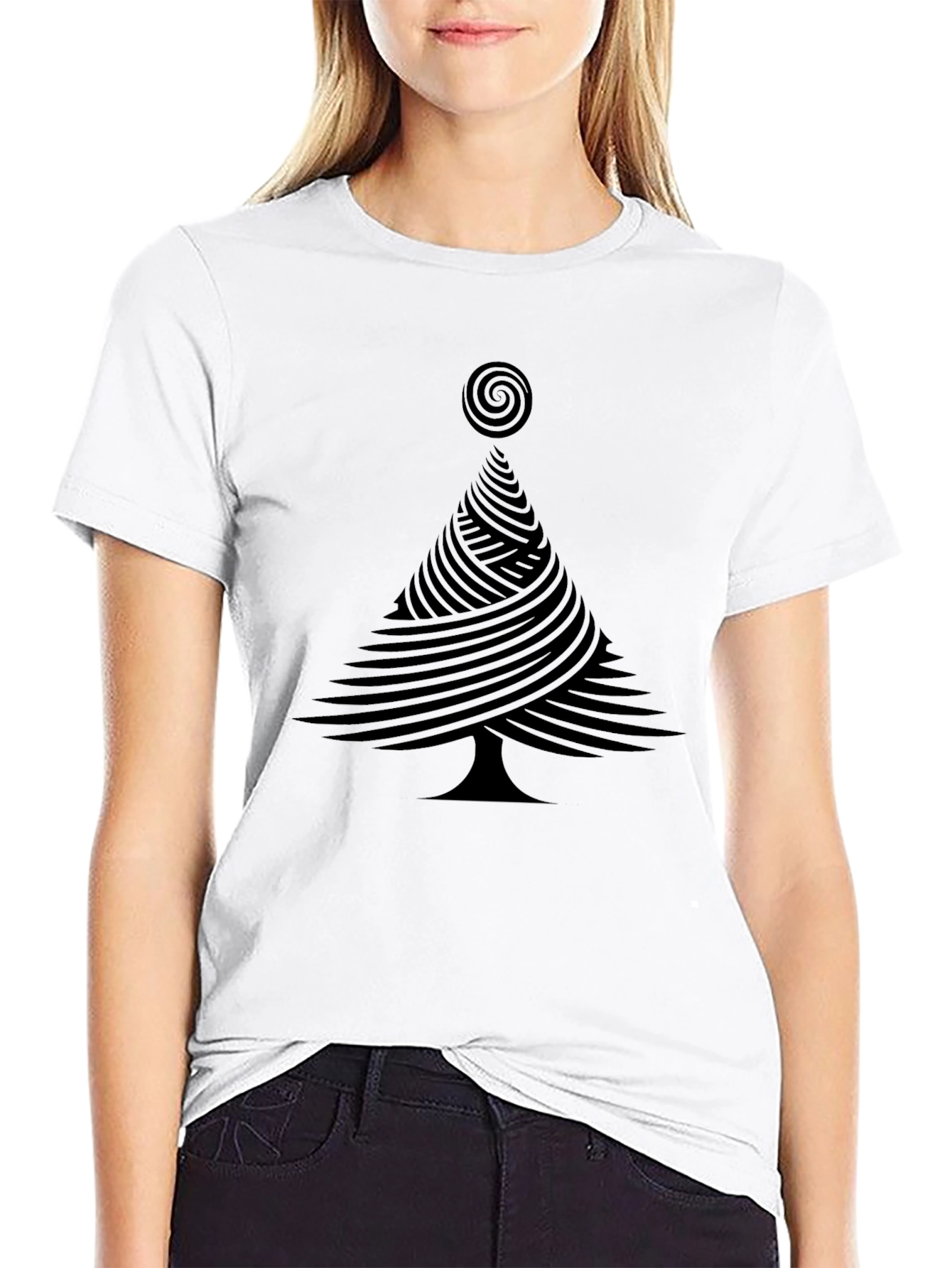 Abstract Christmas Tree Black T-Shirt