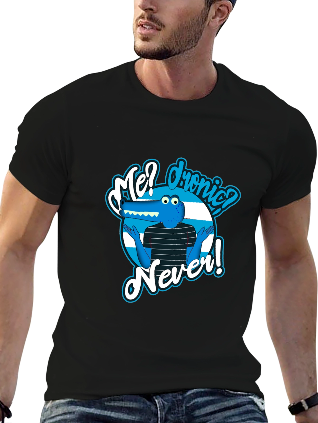 Funny Me? dronic? Never! Alligator Graphic Black T-Shirt