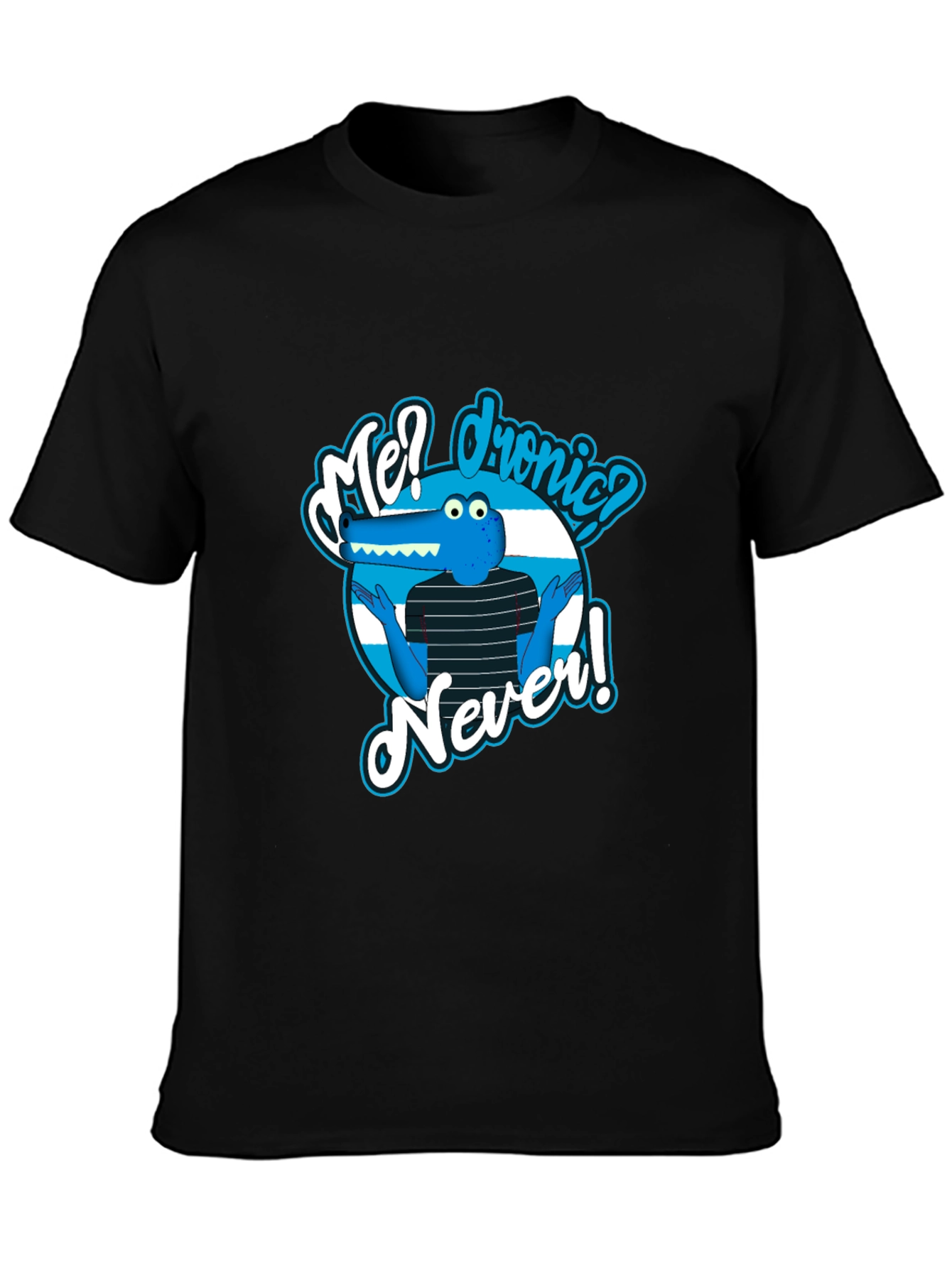 Funny Me? dronic? Never! Alligator Graphic Black T-Shirt