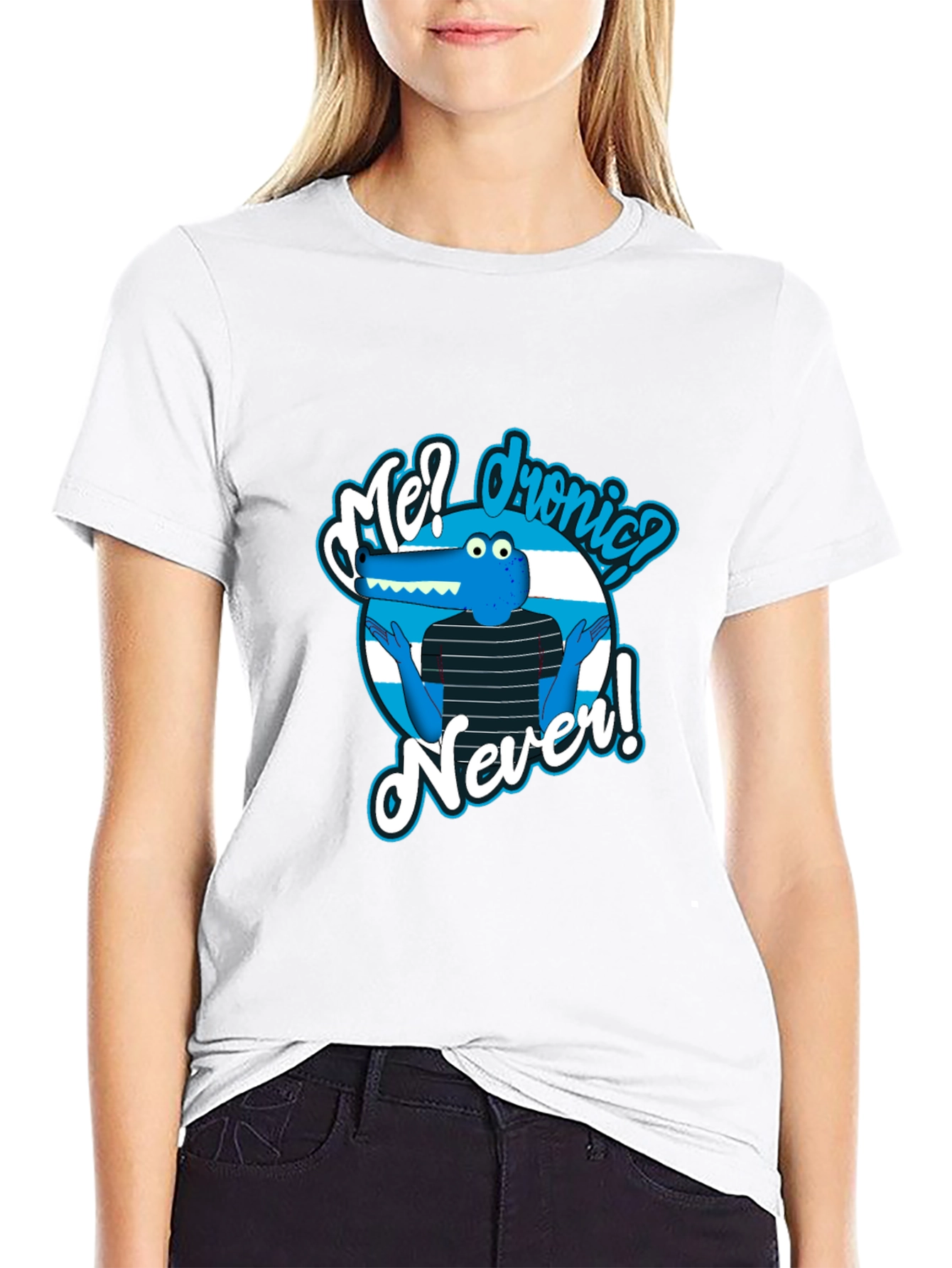 Funny Me? dronic? Never! Alligator Graphic Black T-Shirt