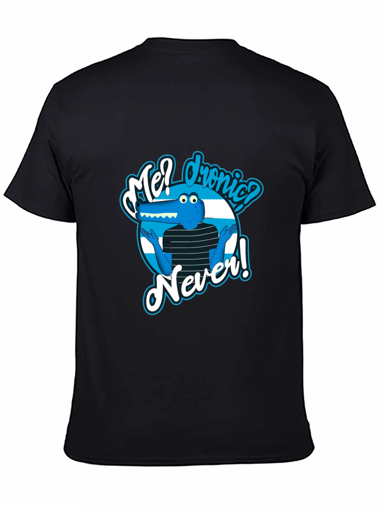 Funny Me? dronic? Never! Alligator Graphic Black T-Shirt