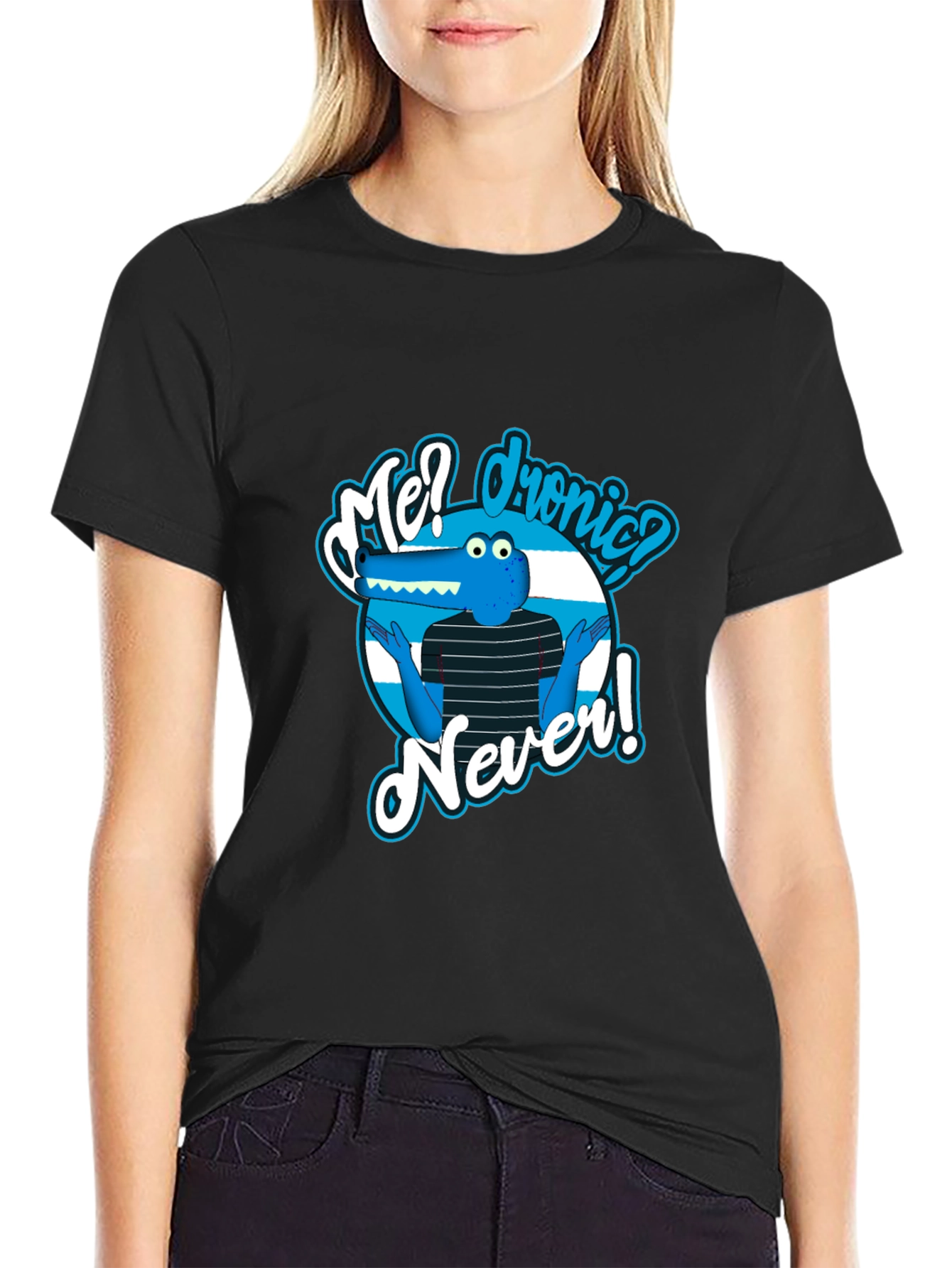Funny Me? dronic? Never! Alligator Graphic Black T-Shirt