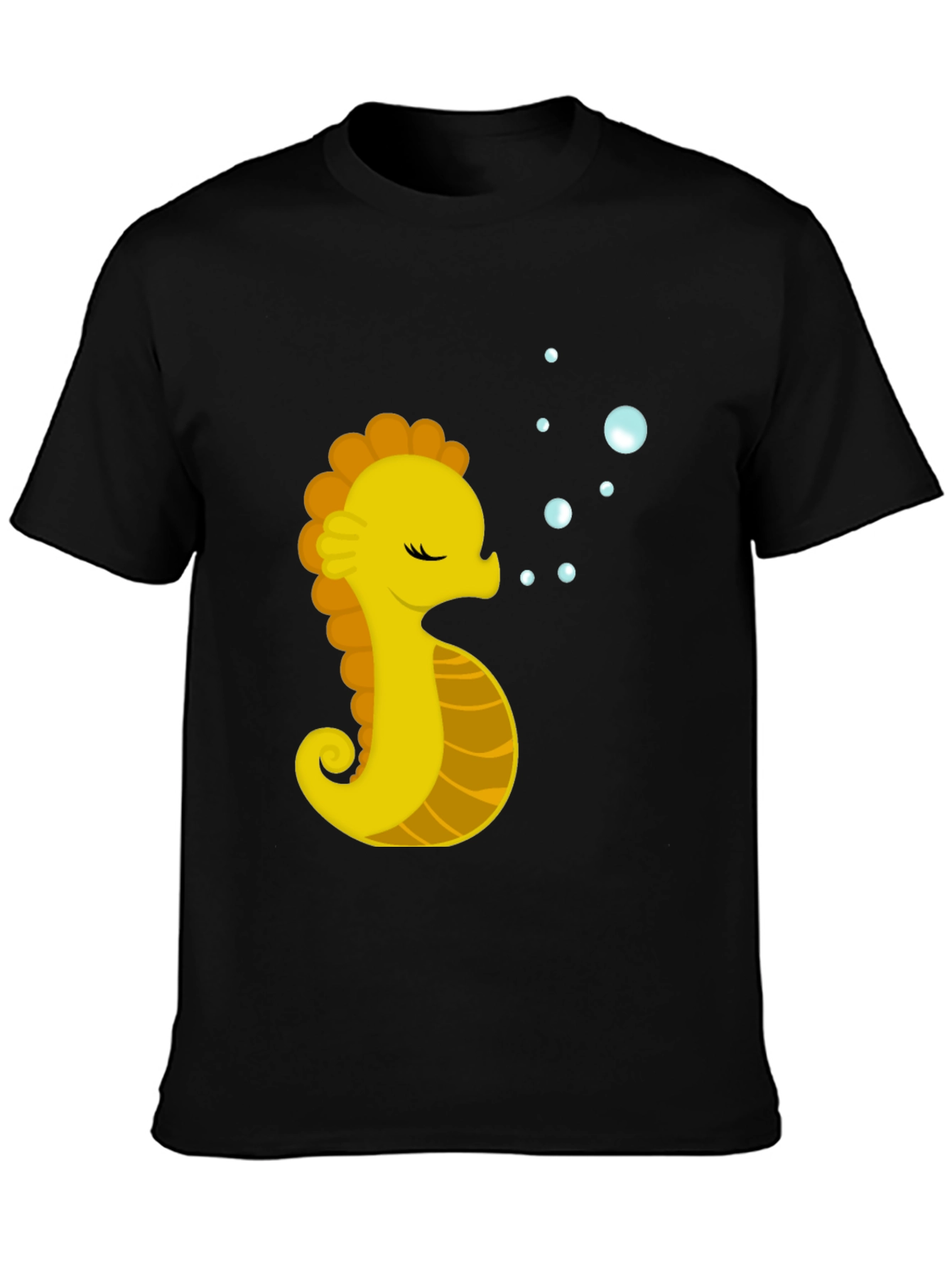 Seahorse Graphic Tee - Black Cotton Comfort