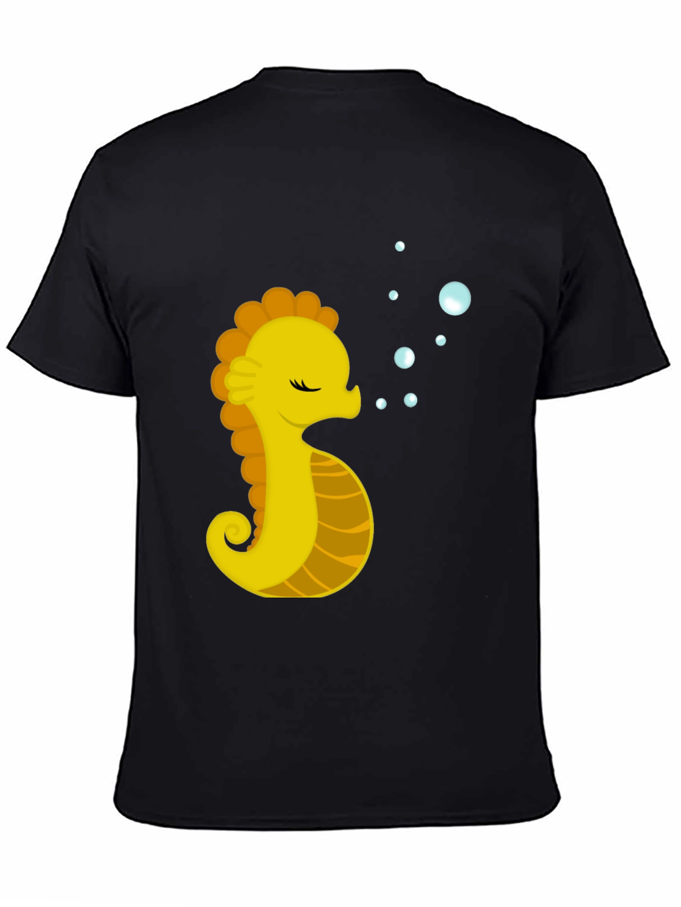 Seahorse Graphic Tee - Black Cotton Comfort