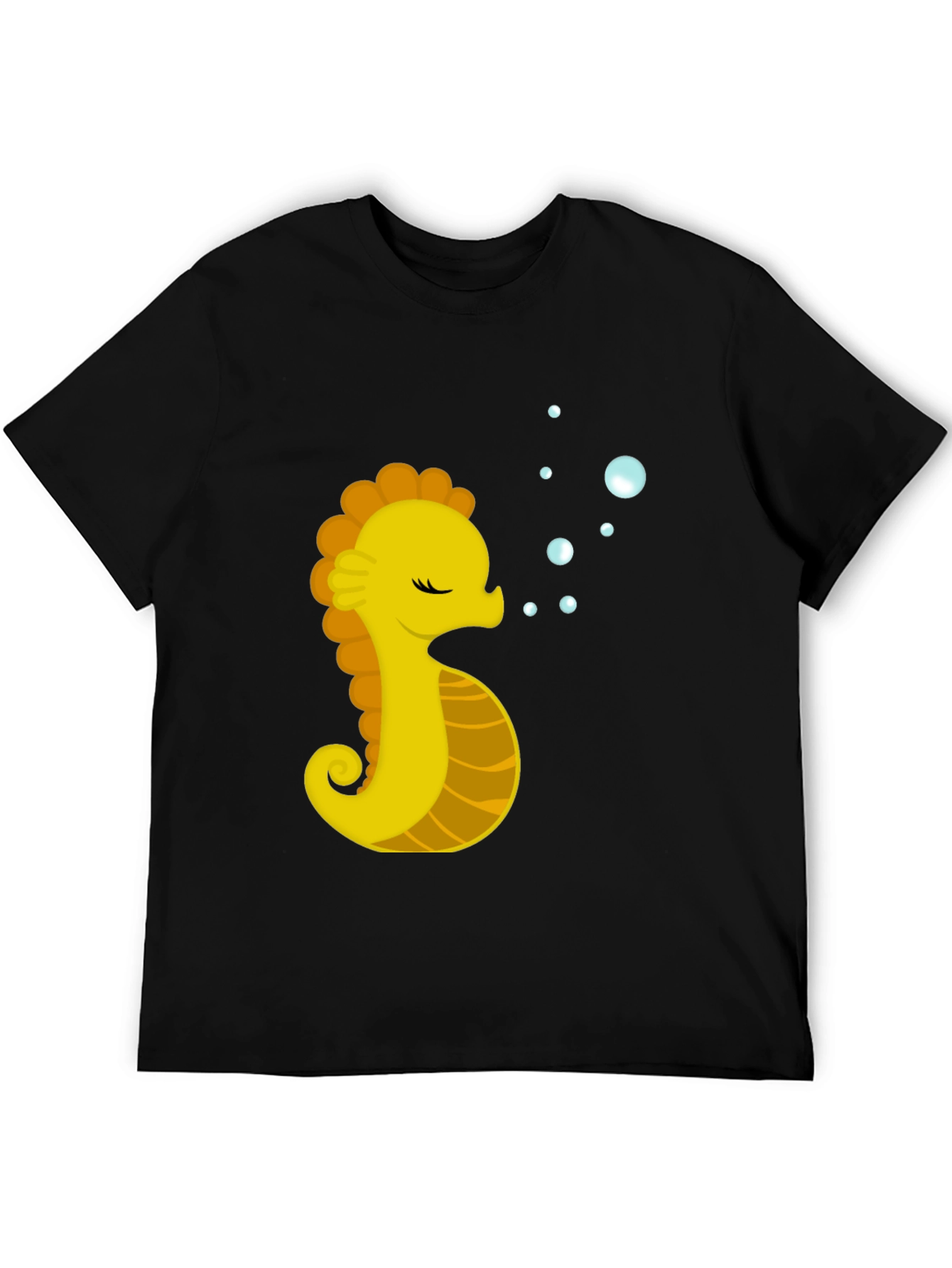 Seahorse Graphic Tee - Black Cotton Comfort