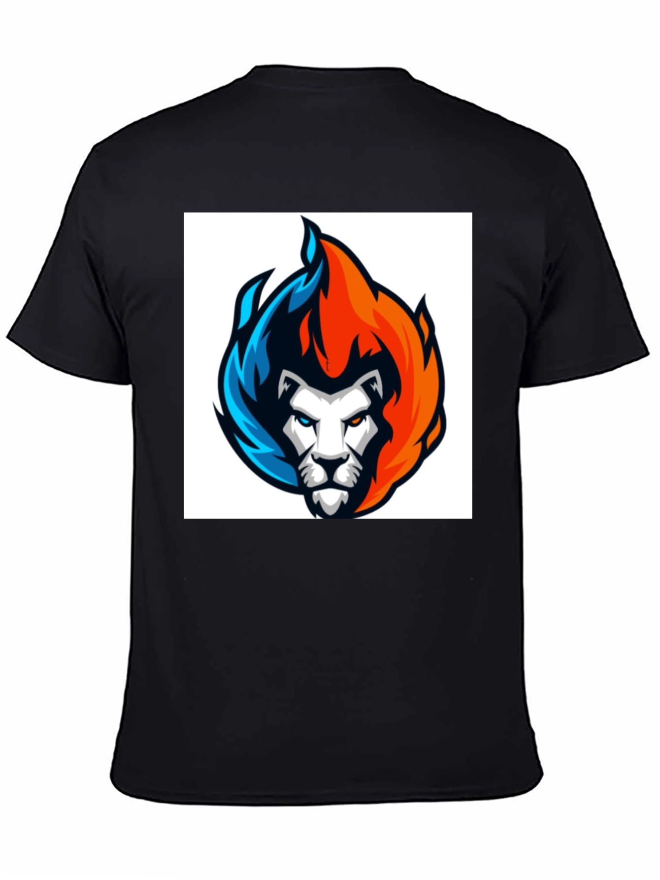 Fiery Lion Graphic Tee - Black Cotton Blend