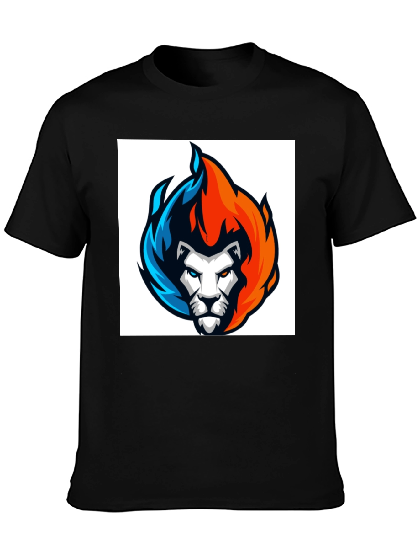 Fiery Lion Graphic Tee - Black Cotton Blend