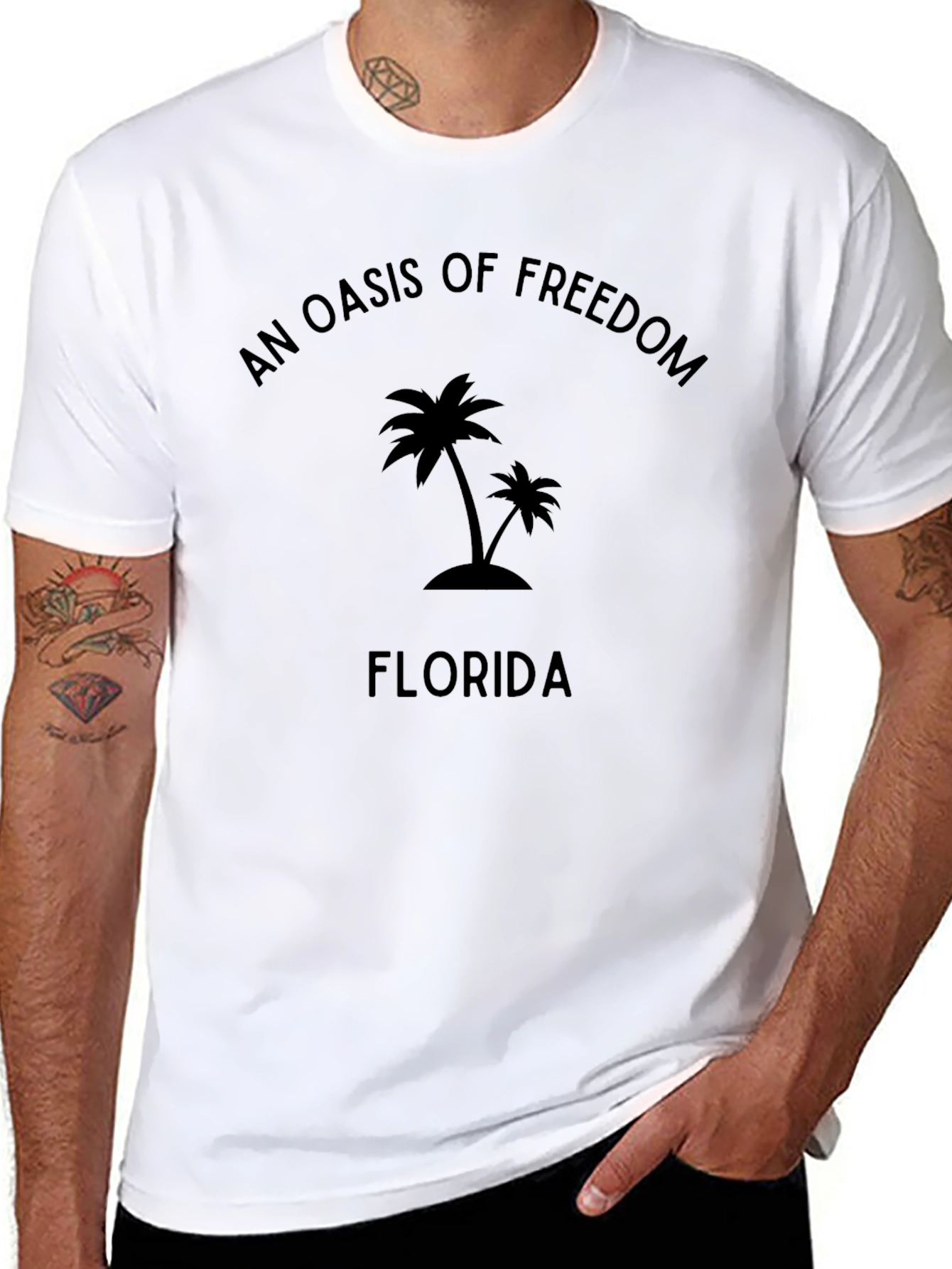 Oasis of Freedom Florida Palm Tree Graphic T-Shirt