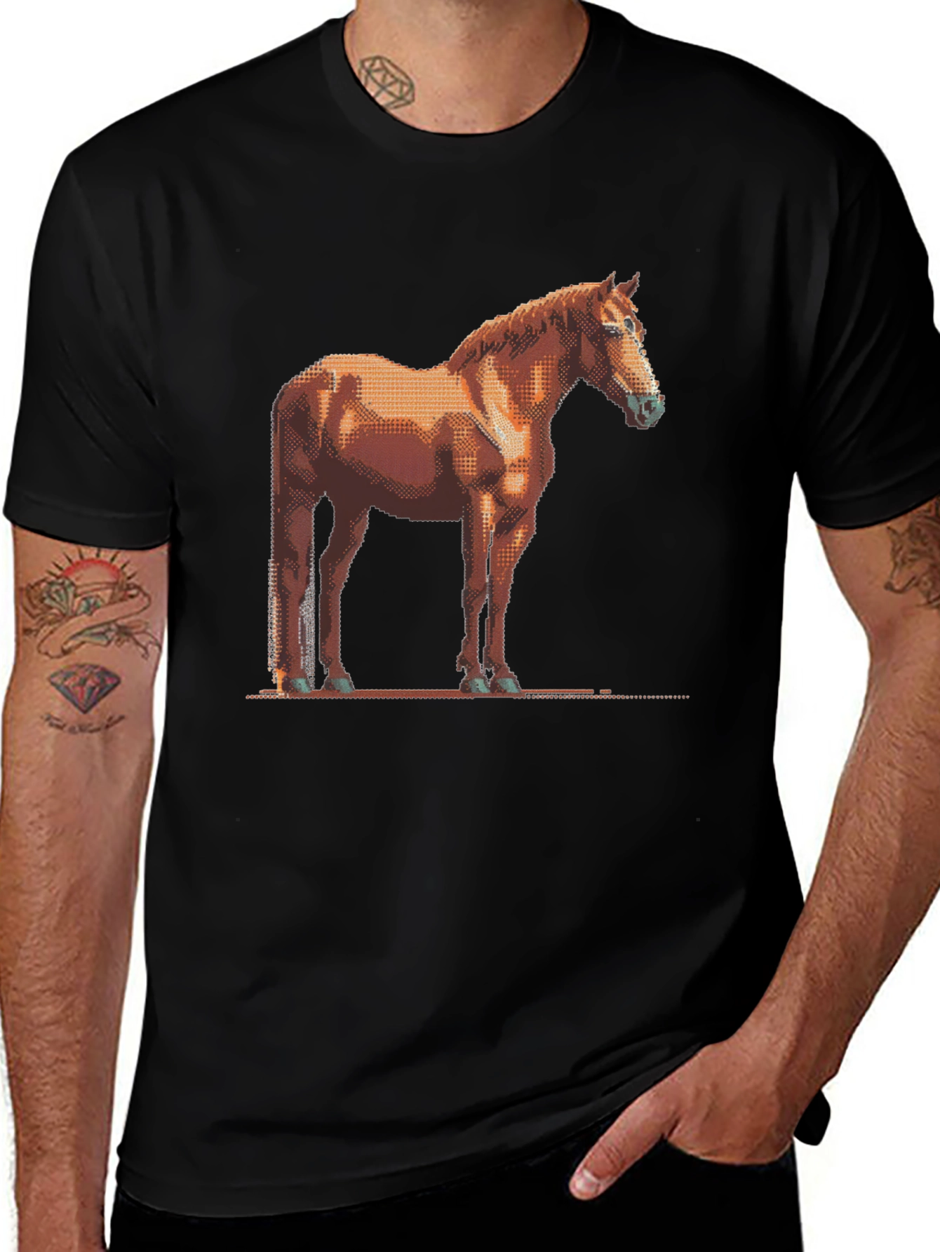 Pixelated Horse Graphic Tee - Unisex