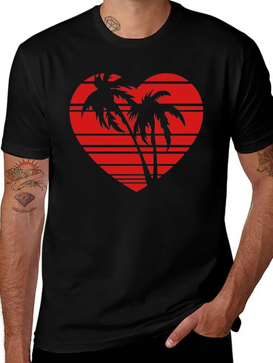 Tropical Heart Palm Tree Graphic Tee