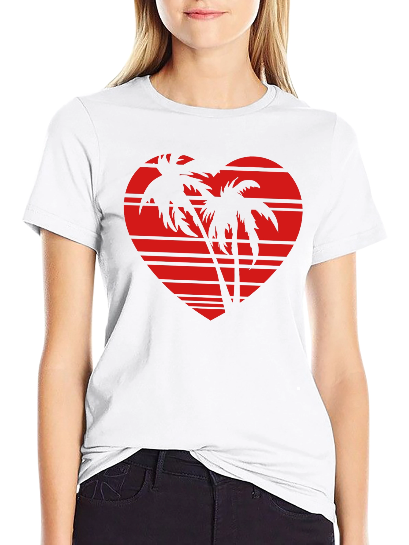 Tropical Heart Palm Tree Graphic Tee